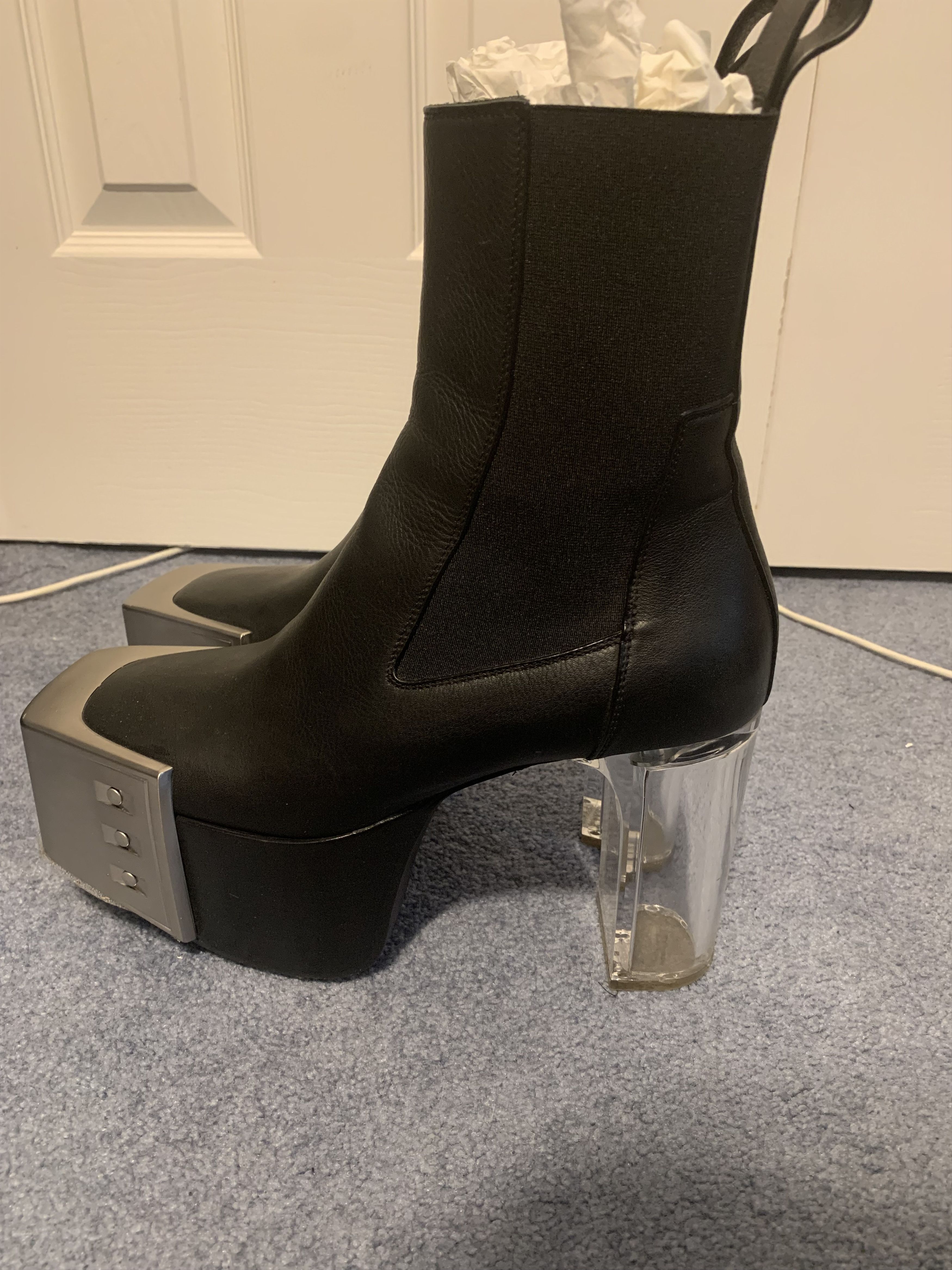Rick Owens Rick Owens SS21 Phlegathon Silver Beveled Kiss Boots Size US 7 / EU 40 - 2 Thumbnail