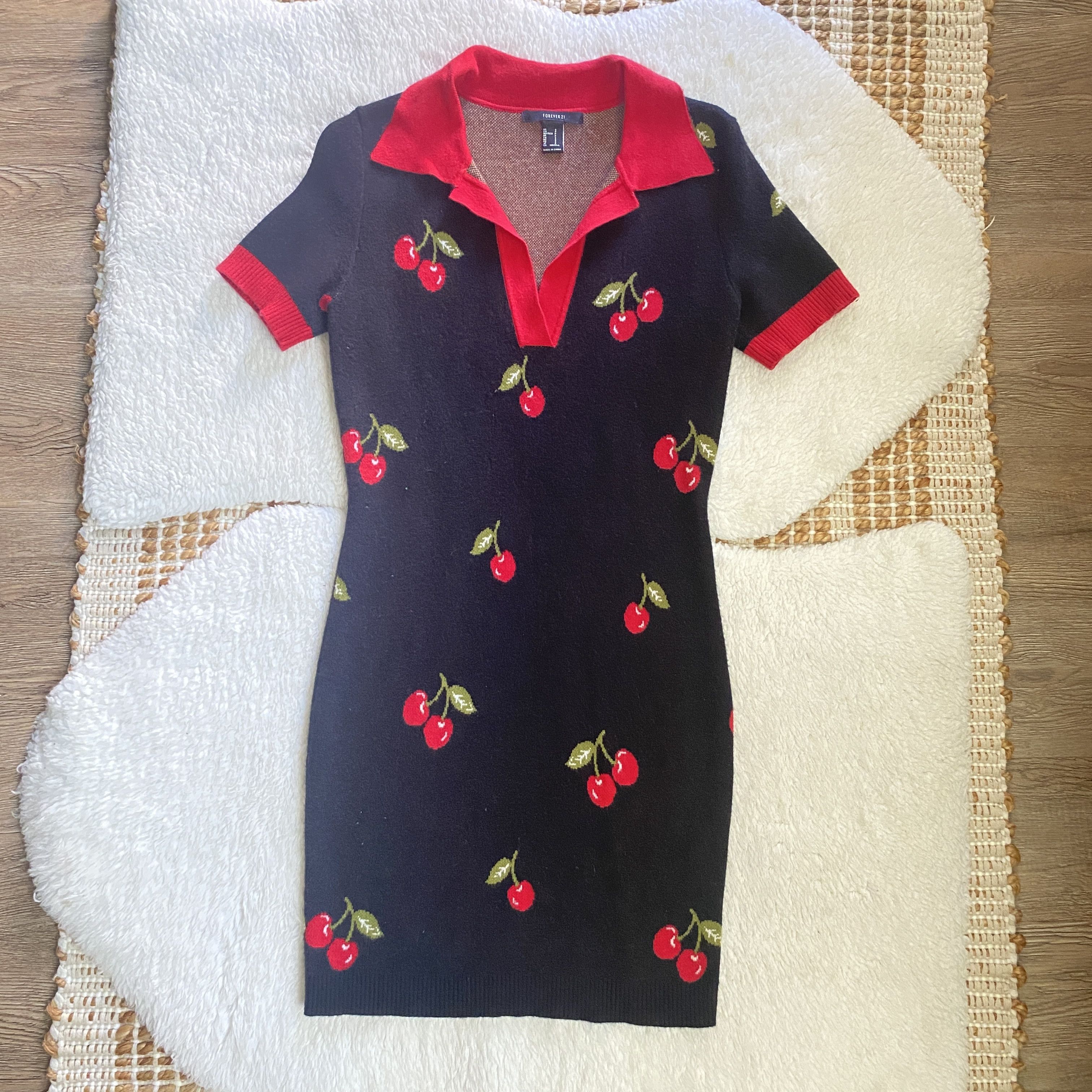 Forever 21 Forever 21 Cherry Split-Neck Sweater Dress – Size Small Size S / US 4 / IT 40 - 16 Thumbnail