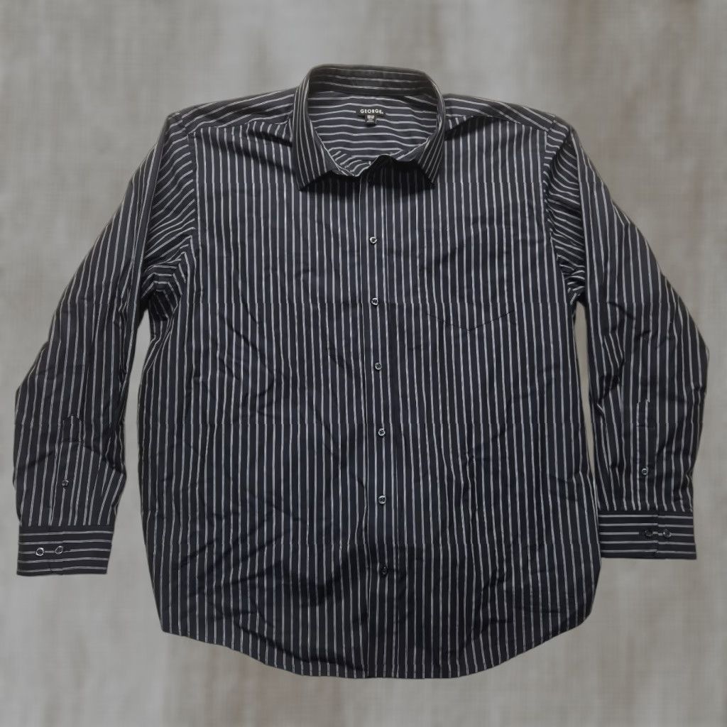 George George Shirt Adult 2XL Black Plaid Button-Up Long Sleeve Cotton Blend Mens Size US XXL / EU 58 / 5 - 1 Thumbnail