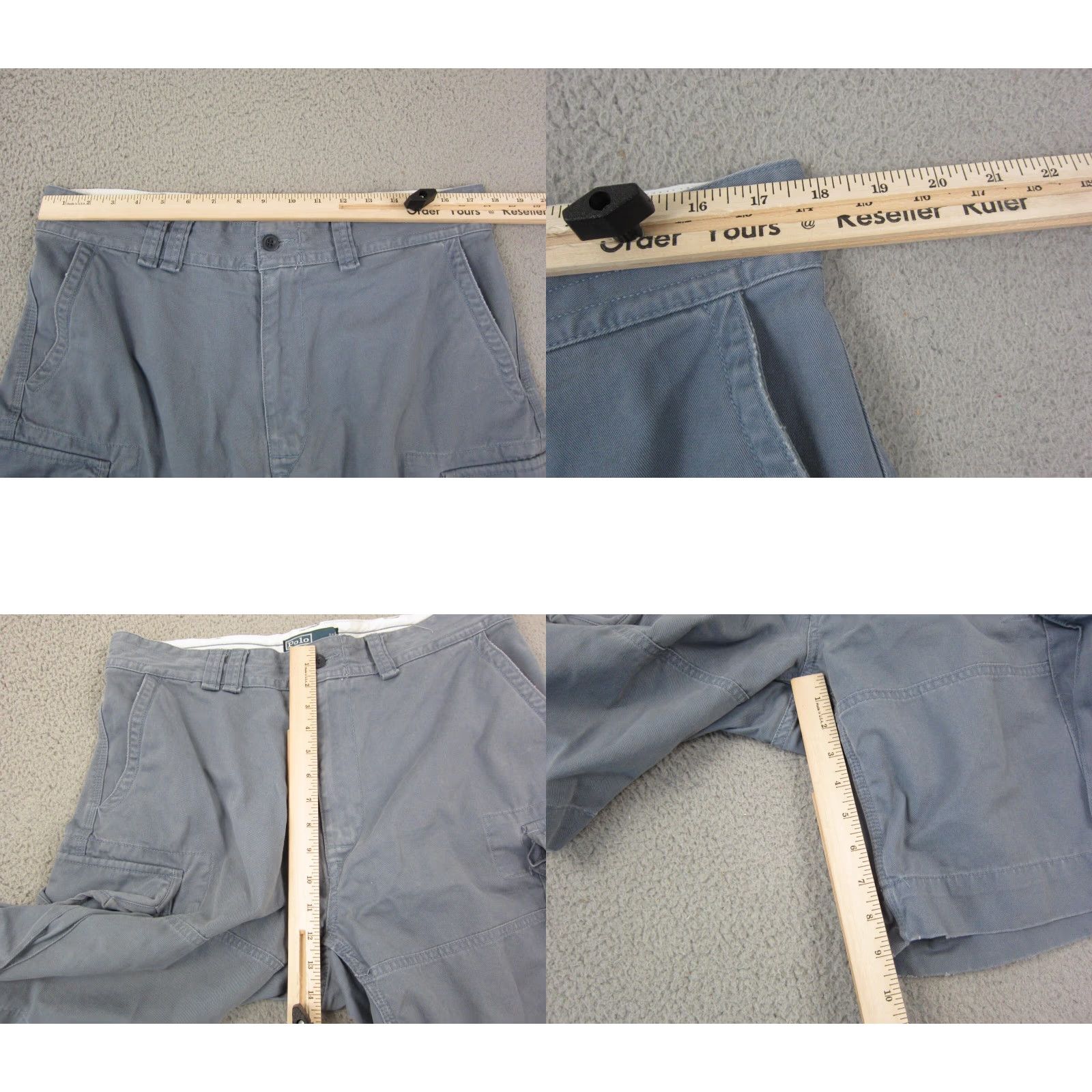 Polo Ralph Lauren VINTAGE Polo Ralph Lauren Shorts Cargo Mens 35 Blue 90s Chino Cotton Baggy Cargo Pocket Mid Rise Adjustable Zip/Buttons Regular Mens Size US 35 - 8 Thumbnail