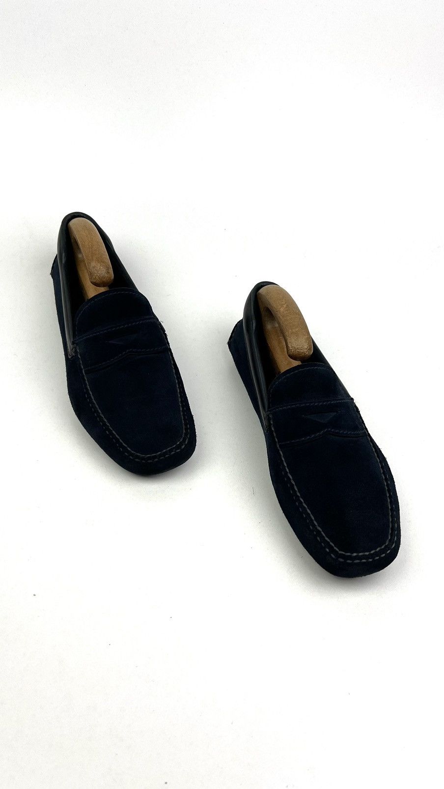 Prada PRADA Loafers Suede Penny Shoes Logo Dark Blue Men’s 2DD116 Size US 8 / EU 41 - 3 Thumbnail