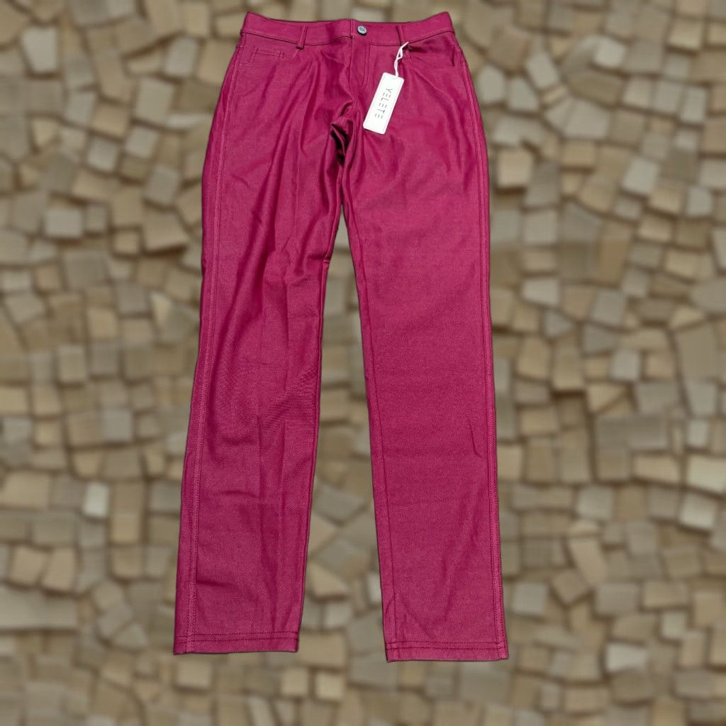 Vintage Yelete Pants Women's Large Burgundy Red Skinny Mid Rise NWT Size 36" / US 14 / IT 50 - 1 Thumbnail