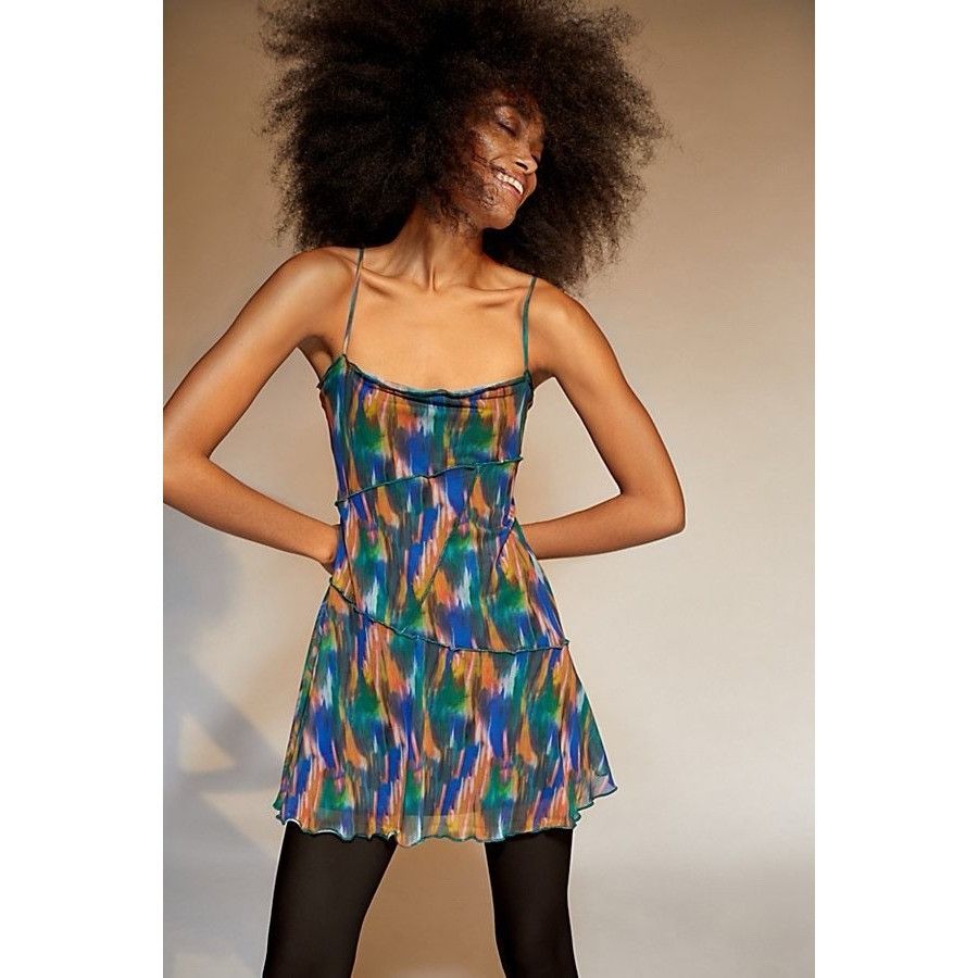 Urban Outfitters URBAN OUTFITTERS Women's Dress Green Multi Mesh Mini Moxie  A | Grailed