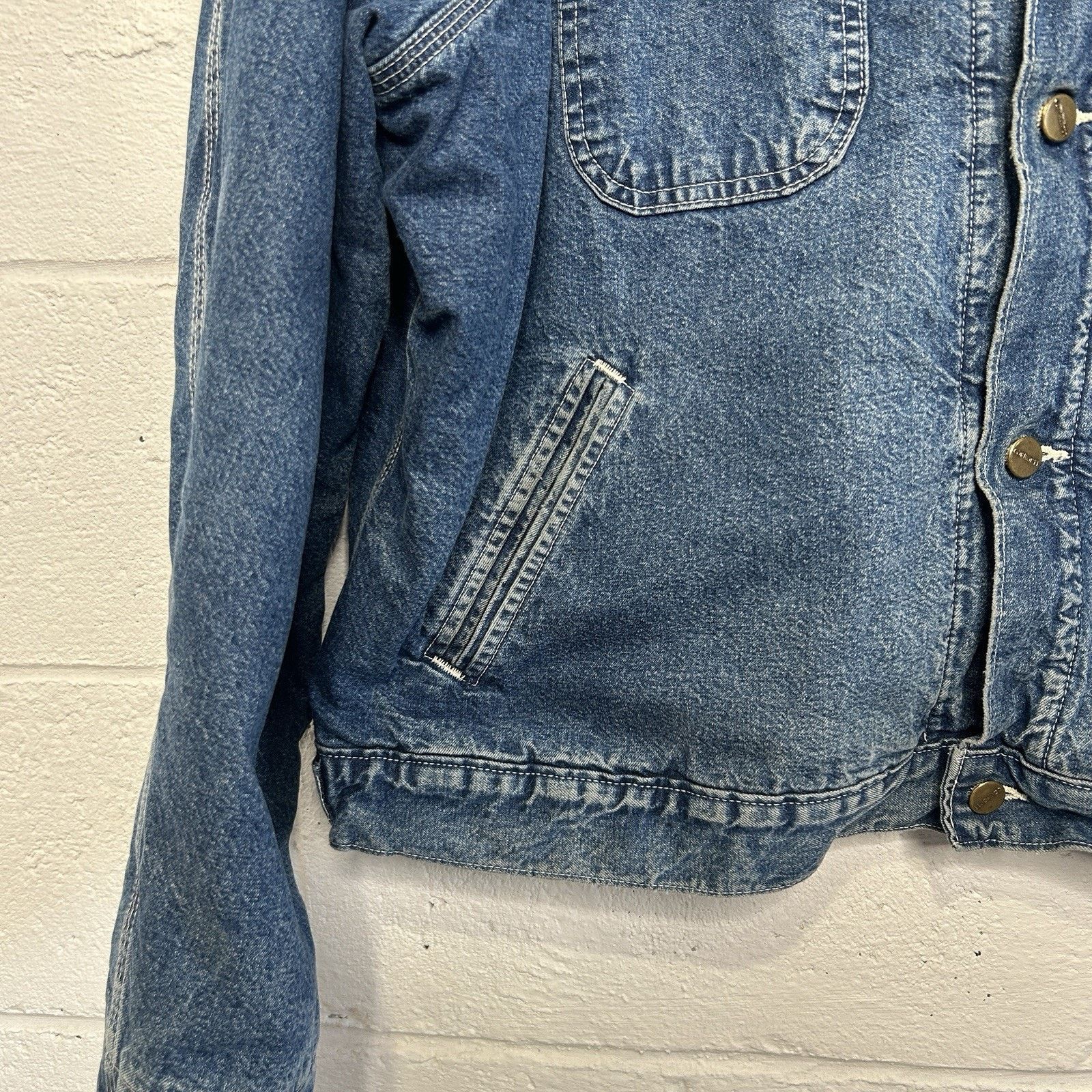 Carhartt Vintage Carhartt Aztec Pile Denim Chore Jacket “Darkstone” Size US XL / EU 56 / 4 - 4 Thumbnail