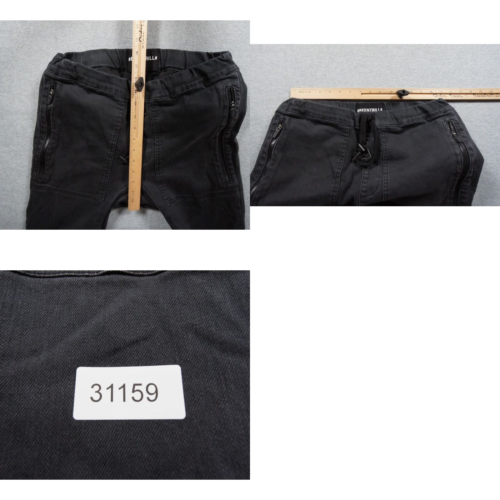 Been Trill Been Trill Pants Mens Small Black Jean Jogger Streetwear Drawstring Stretch Size US 36 / EU 52 - 9 Thumbnail