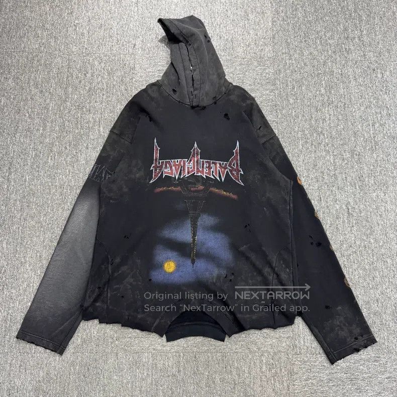 服/ファッション Balenciaga 23FW Eiffel Tower Destroyed Hoodie Black Size 2 Balenciaga 23FW Eiffel Tower Destroyed Hoodie Black Size 2 (さは