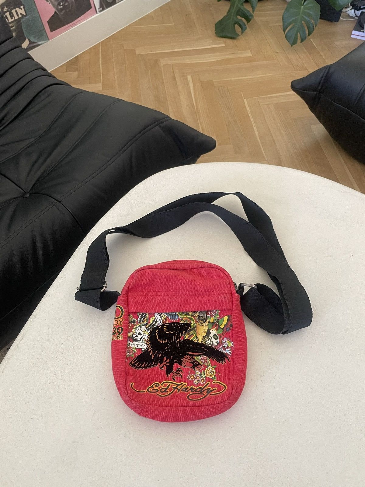image of Christian Audigier x Ed Hardy Vintage Y2K Ed Hardy Shoulder Crossbody Bag Audiger Red, Men's