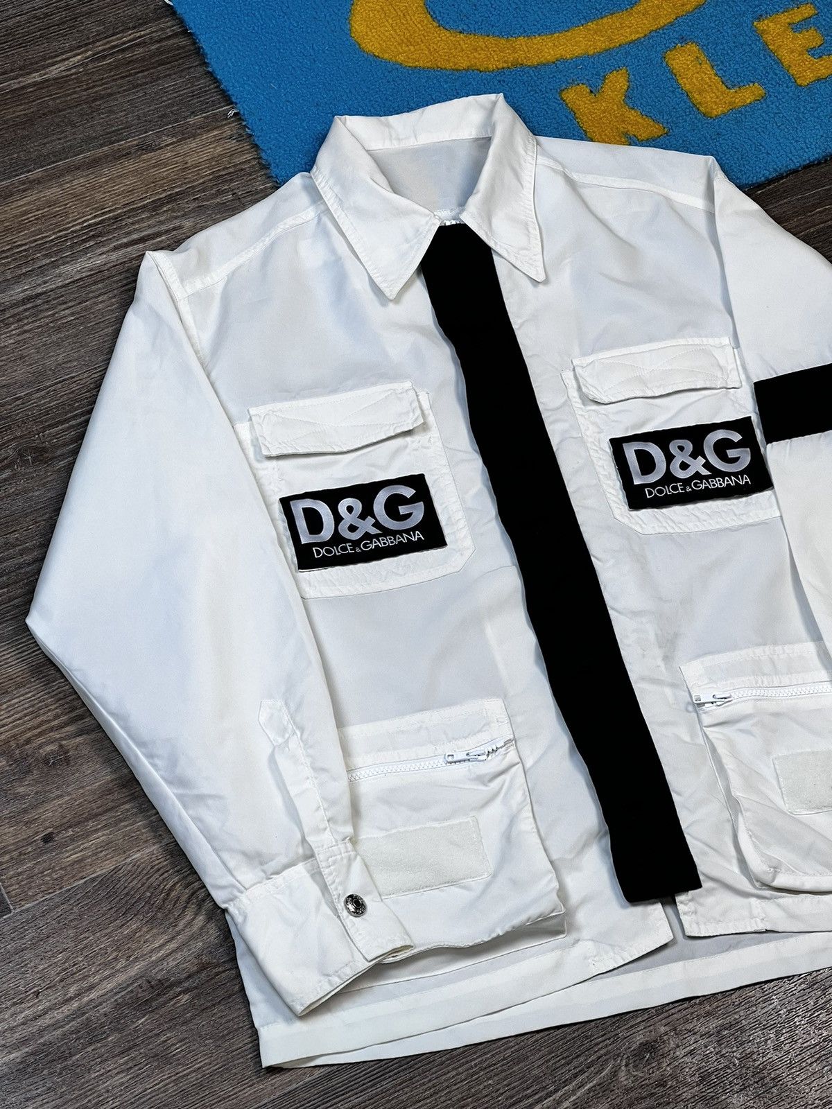 Dolce & Gabbana × Vintage 90’s Vintage Dolce Gabbana Patches White Over shirt Jacket Size US M / EU 48-50 / 2 - 3 Thumbnail