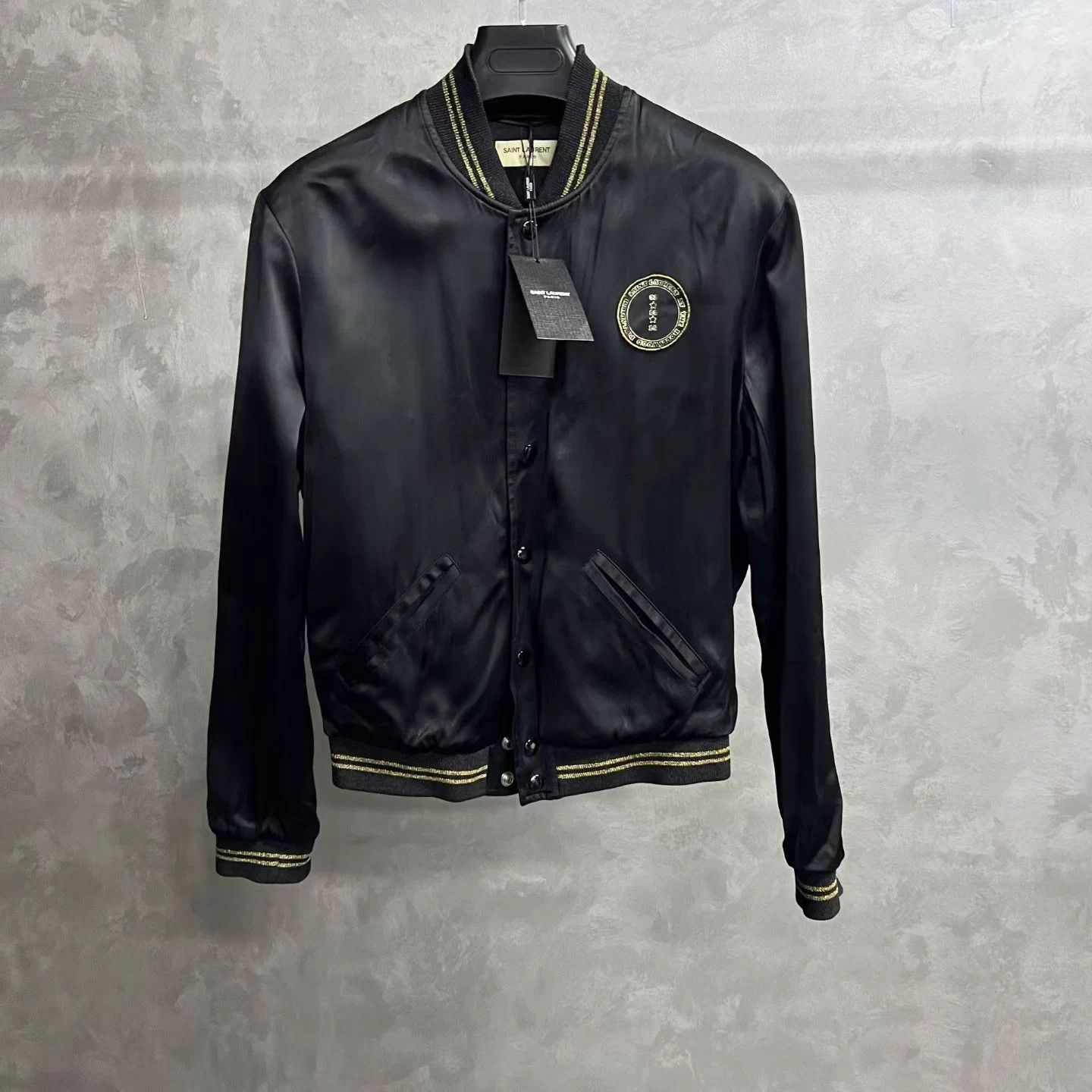 Saint Laurent Paris Saint Laurent black stand-collar buttoned baseballjkt 46 Size US S / EU 44-46 / 1 - 1 Thumbnail