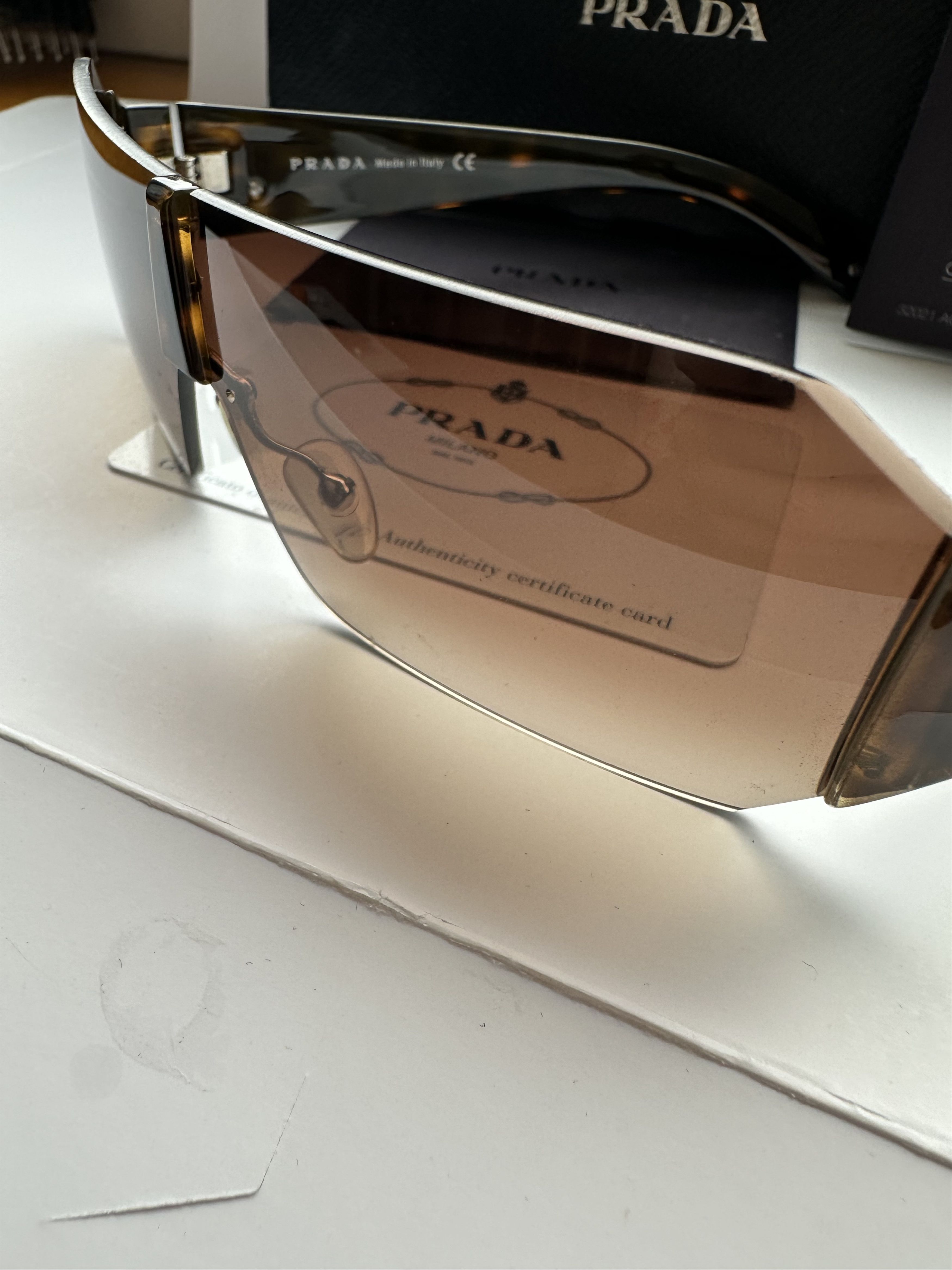 Prada Prada Brown/Black SPR01L Silver Tab Unisex Sunglasses Size ONE SIZE - 5 Thumbnail