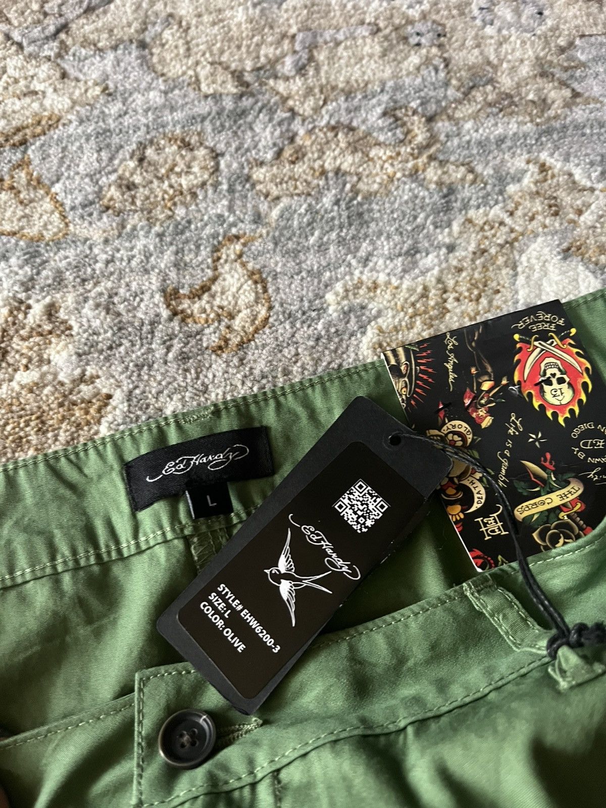 Ed Hardy ED HARDY GREEN GOLD GRAPHIC MINI SKIRT NWT Size 28" / US 6 / IT 42 - 3 Thumbnail