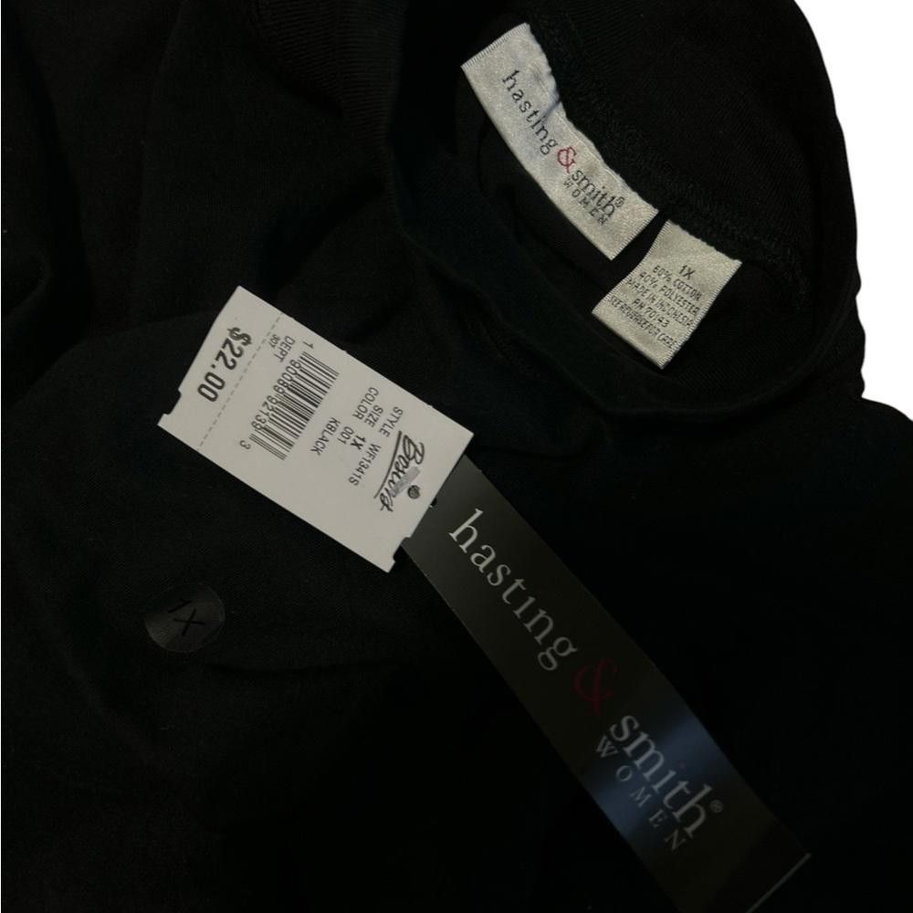 Designer BNWT Mock Neck Short Sleeve T-Shirt - Black - Size 1X Size XL / US 12-14 / IT 48-50 - 3 Thumbnail