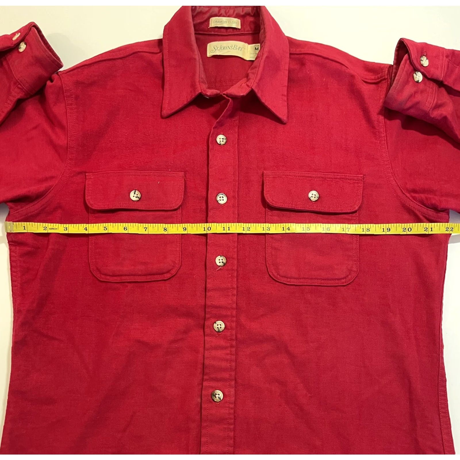 Vintage VINTAGE St. John's Bay Shirt Mens Heavyweight Flannel 70s 80s Button-Up Long Sleeve Red Cotton M Regular Mens Size US M / EU 48-50 / 2 - 5 Thumbnail