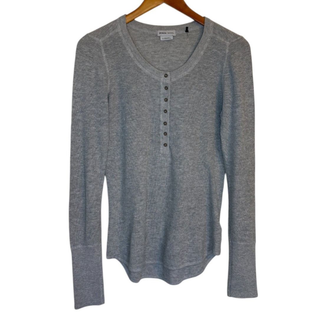 Prana Prana Top Women Small Gray Wool Cotton Henley Gorpcore Size S / US 4 / IT 40 - 1 Thumbnail
