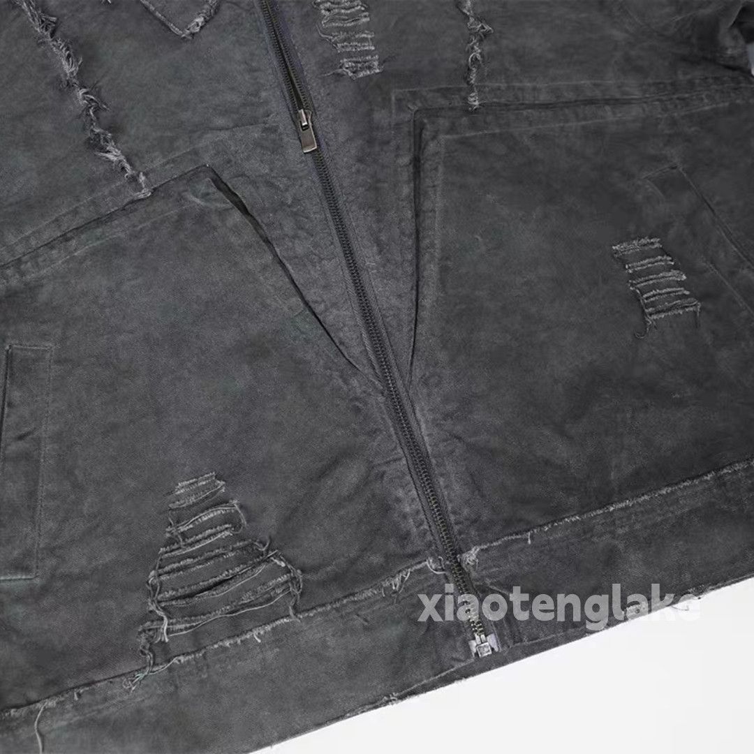 Washed faded utility punk yuppie grunge cargo jacket