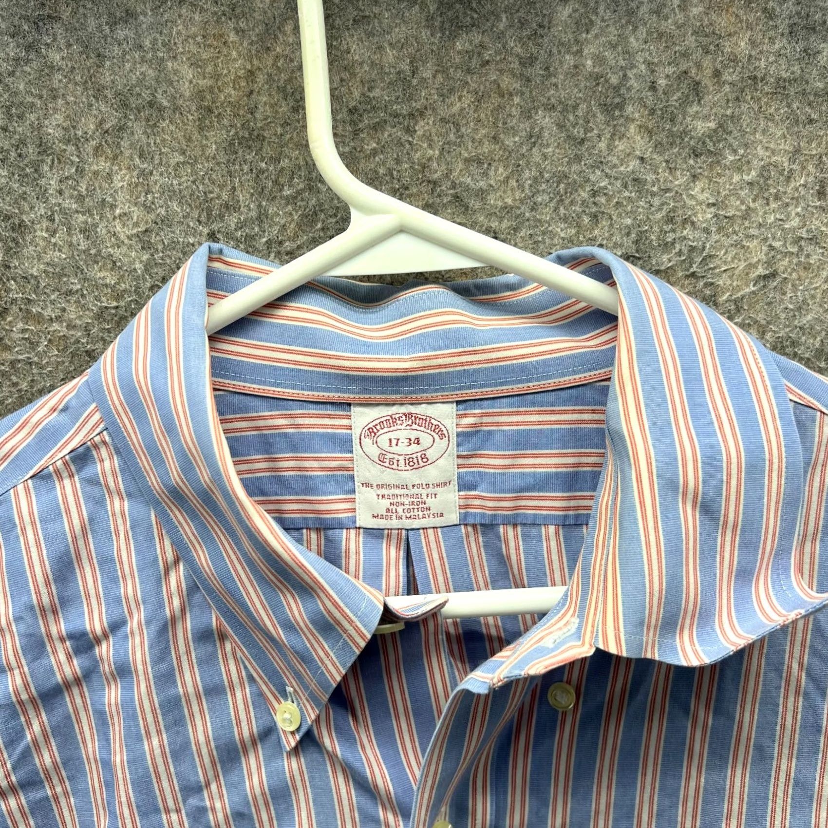 Brooks Brothers Brooks Brothers Shirt Mens 17 34 Blue Pink Button-Down Stripes Oxford OCBD Long Sleeve Size US XL / EU 56 / 4 - 3 Thumbnail