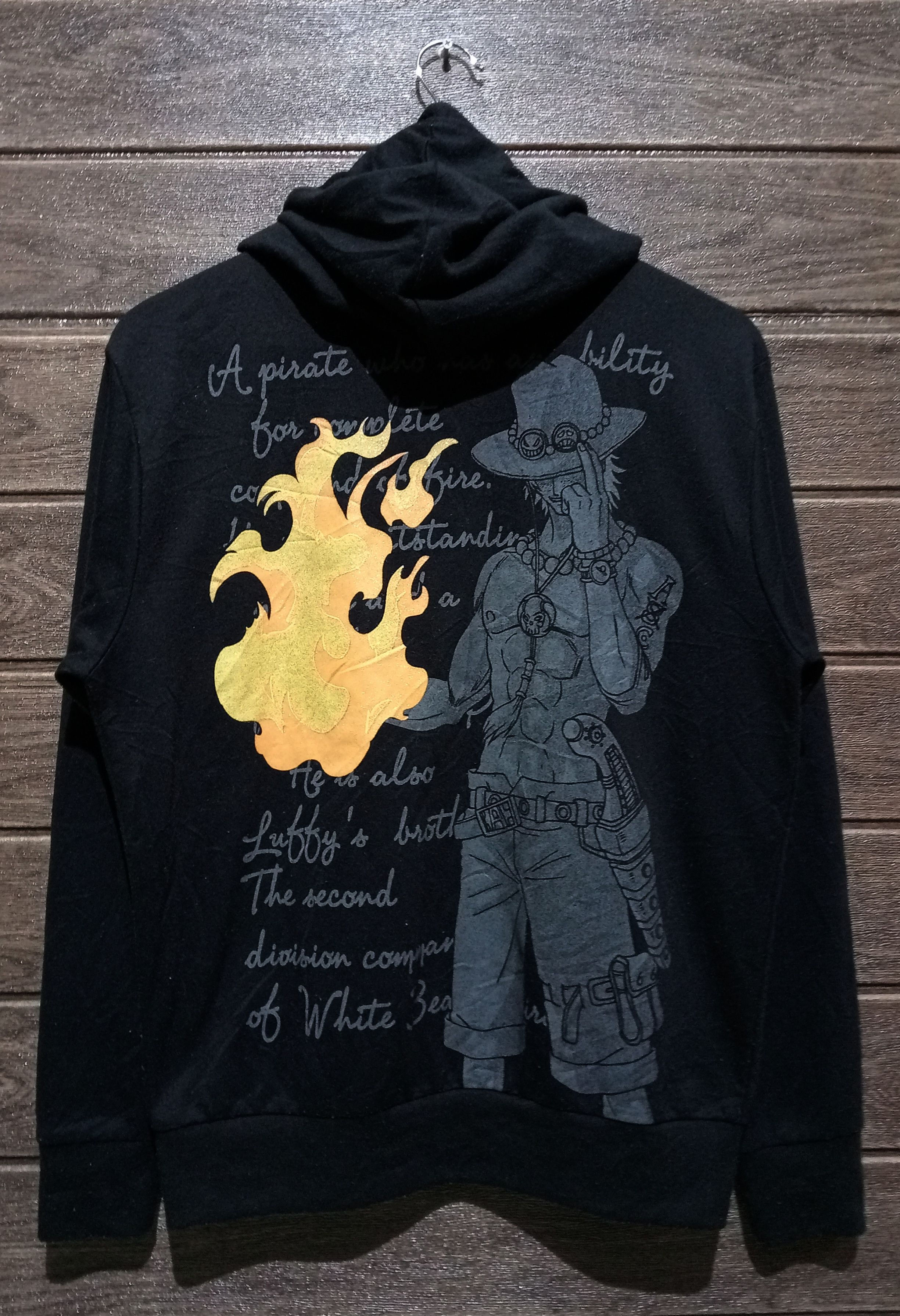 image of Vintage One Piece Japanese Animated Hoodie in Black, Men's (Size Medium)
