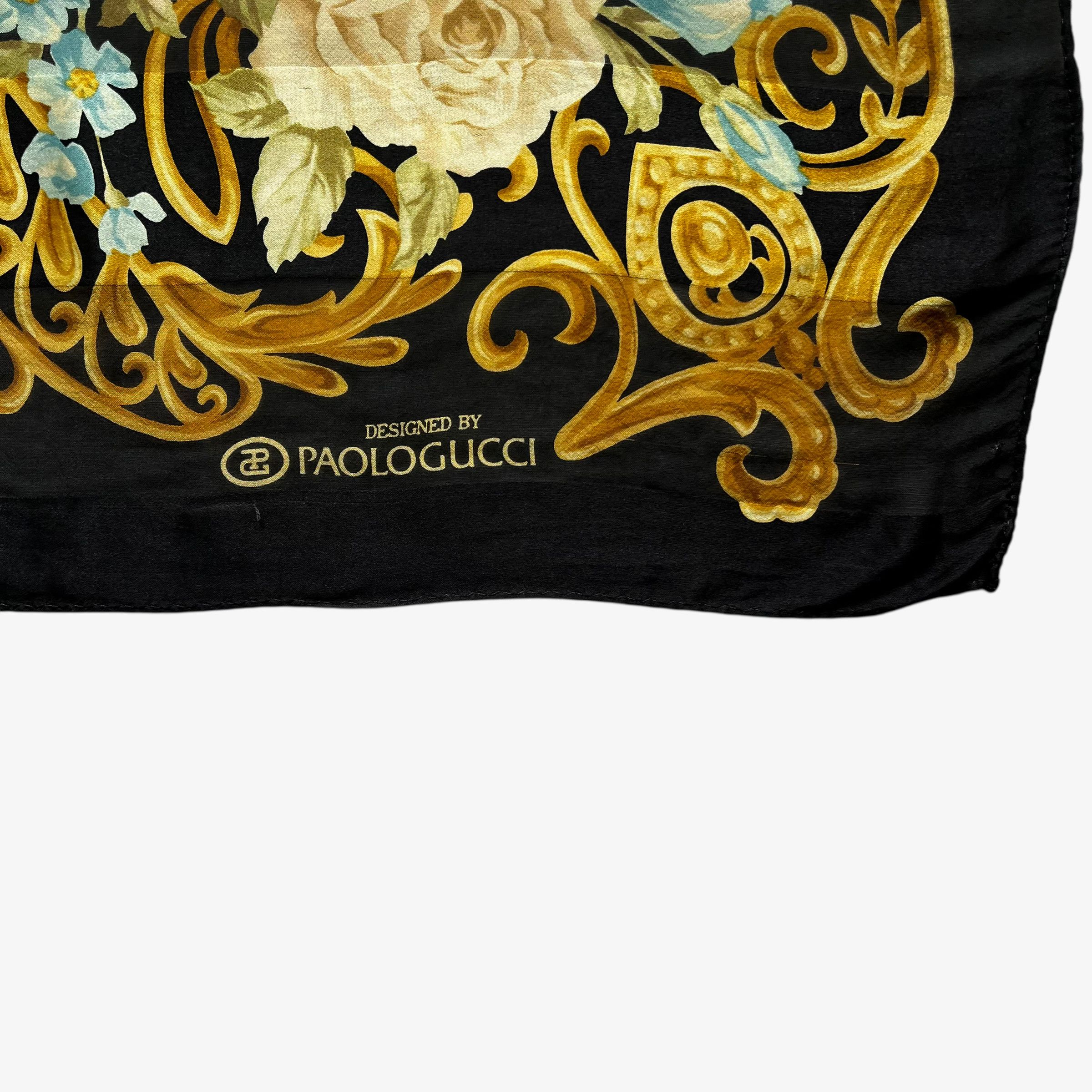 Paolo Gucci Vintage 80s Paolo Gucci Art Deco Floral Print Silk Scarf Size ONE SIZE - 2 Thumbnail