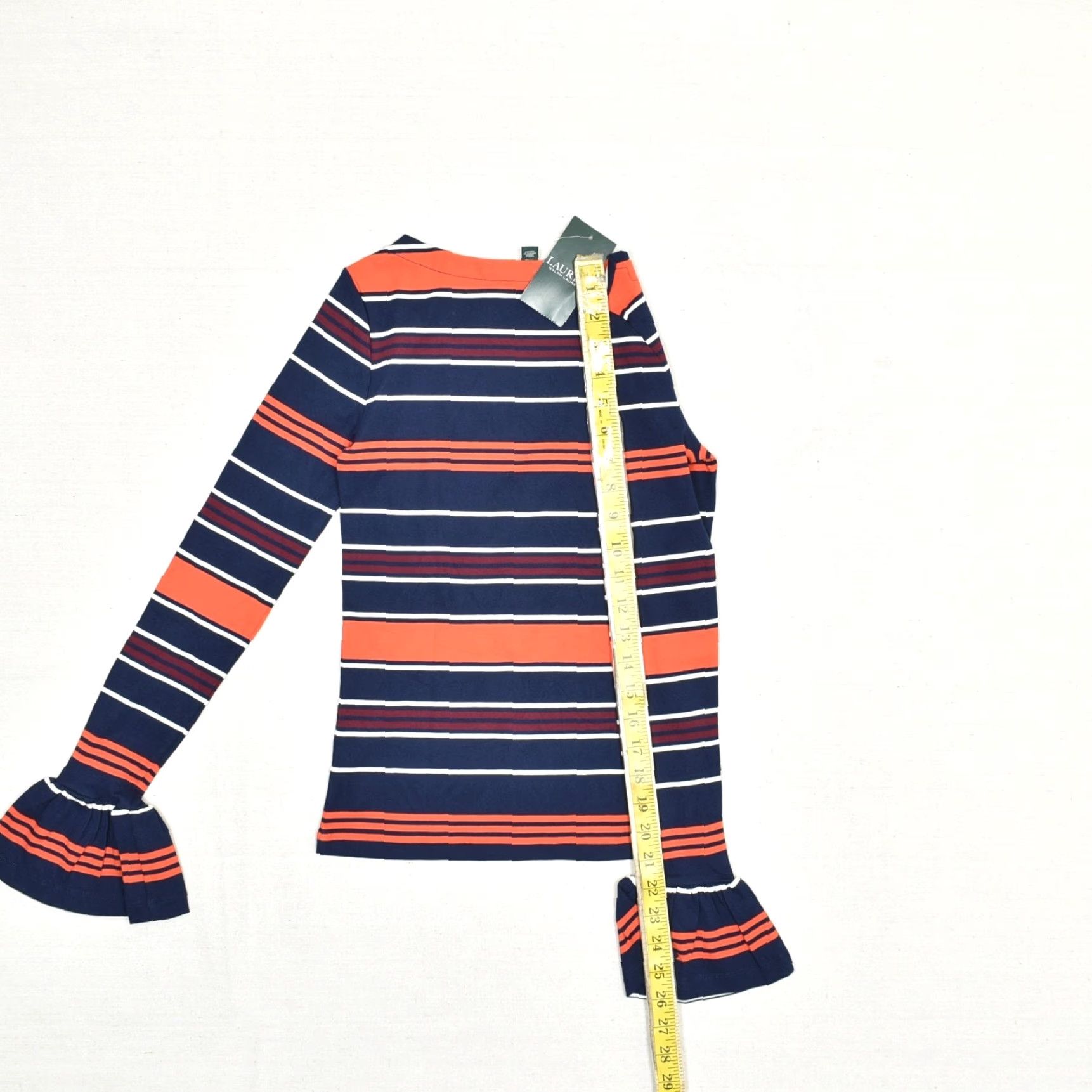 Ralph Lauren Lauren Ralph Lauren Blouse Striped Multicolor Cotton Blend Boat Neck Long Sleeve 2XS Womens Shirt Size XXS / US 00 / IT 34 - 6 Thumbnail