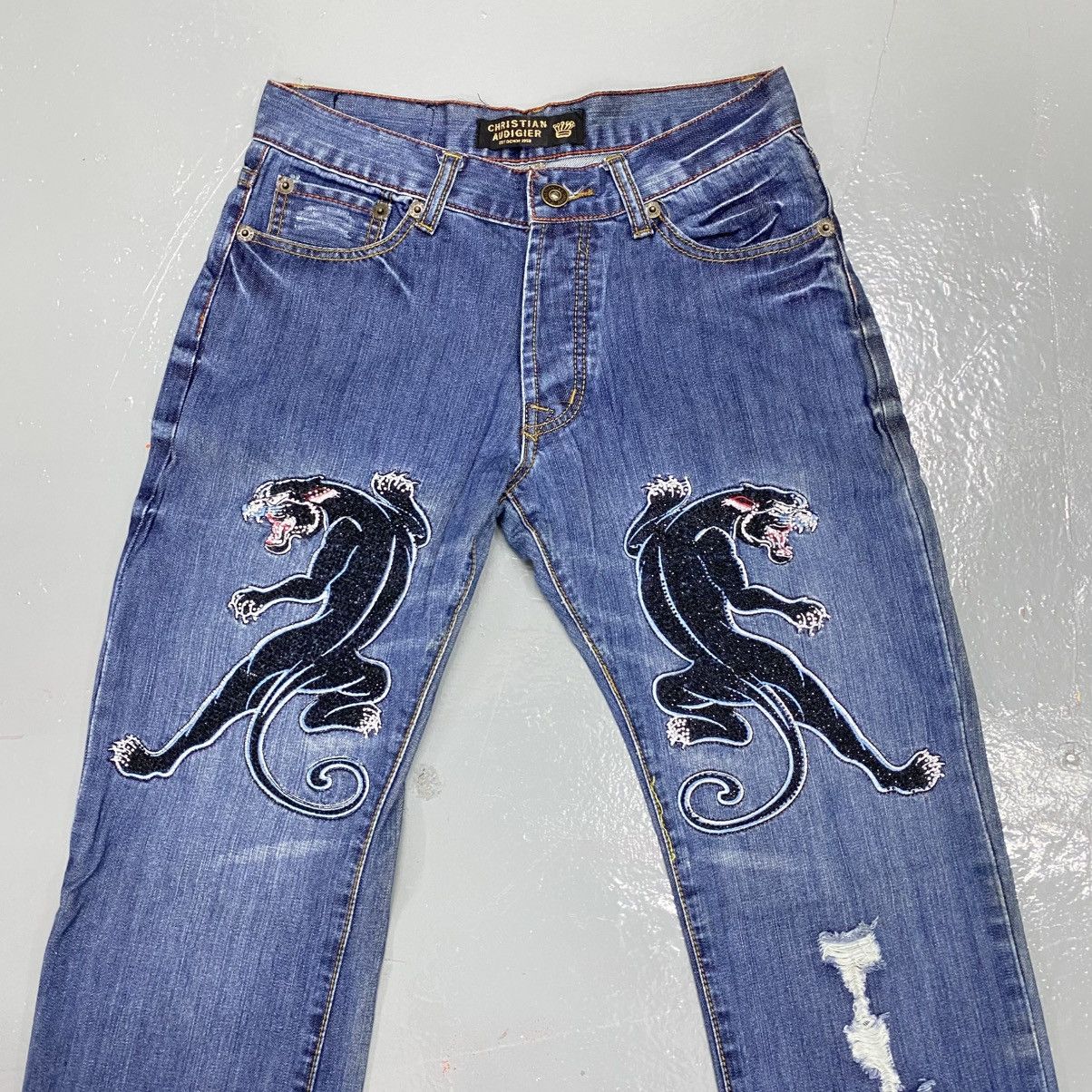 Christian Audigier Vintage Christian Audigier Y2K Jeans Ed Hardy Jacket Flare Size US 32 / EU 48 - 5 Thumbnail