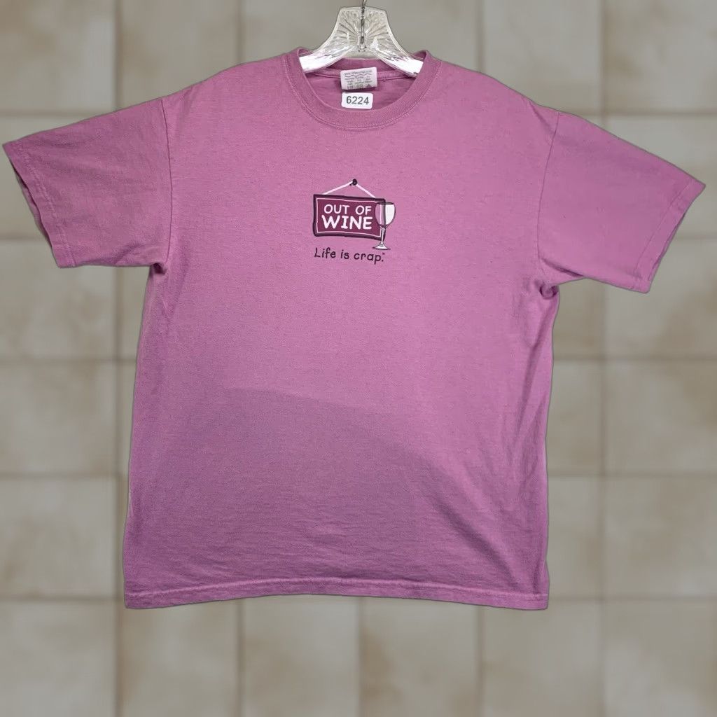 Alife Vintage Life is Crap Women's T Shirt Size Medium Crew Neck Short Sleeve Purple Funny Drinking Humor Size M / US 6-8 / IT 42-44 - 1 Thumbnail