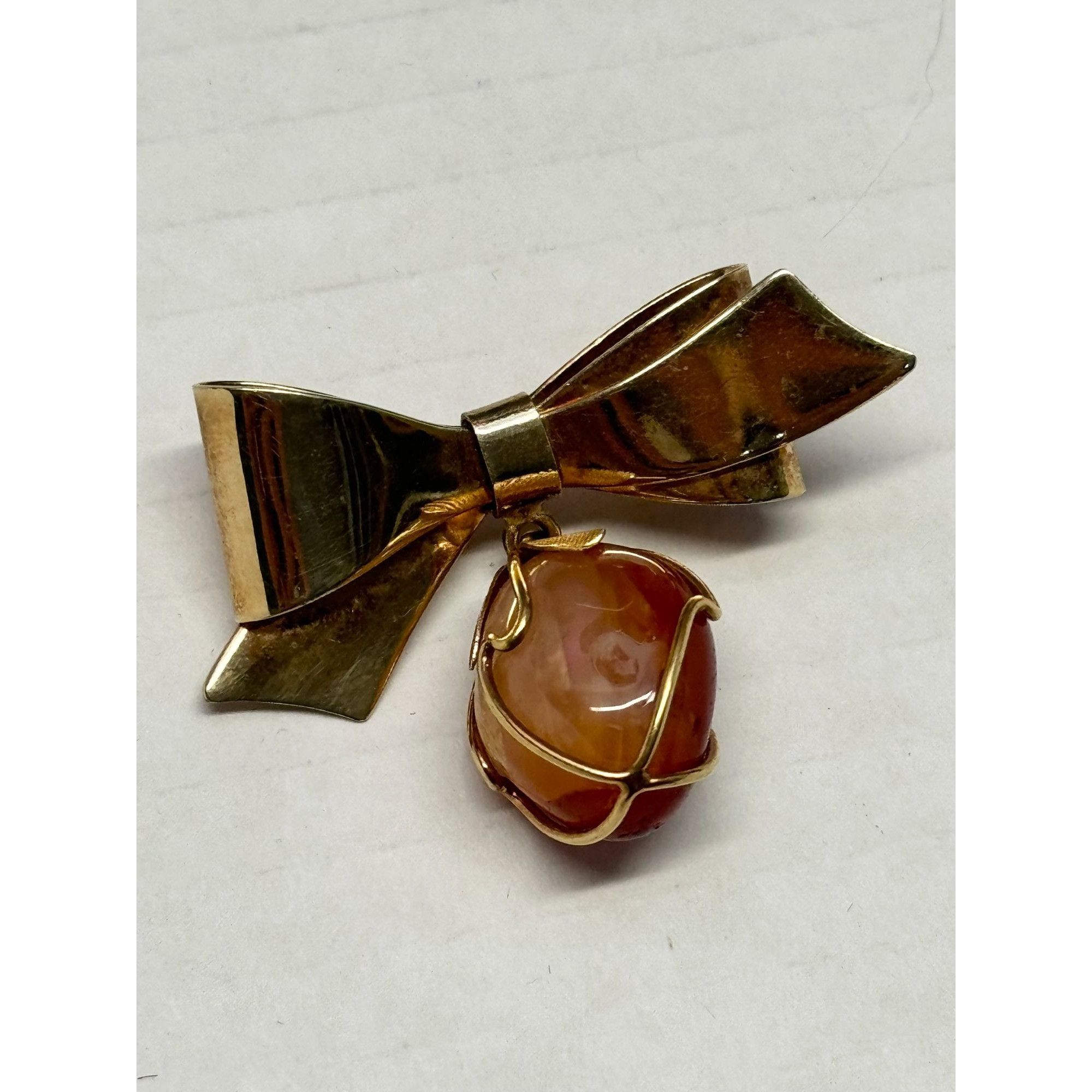 Vintage Vintage Agate stone bow brooch pin Size ONE SIZE - 3 Thumbnail