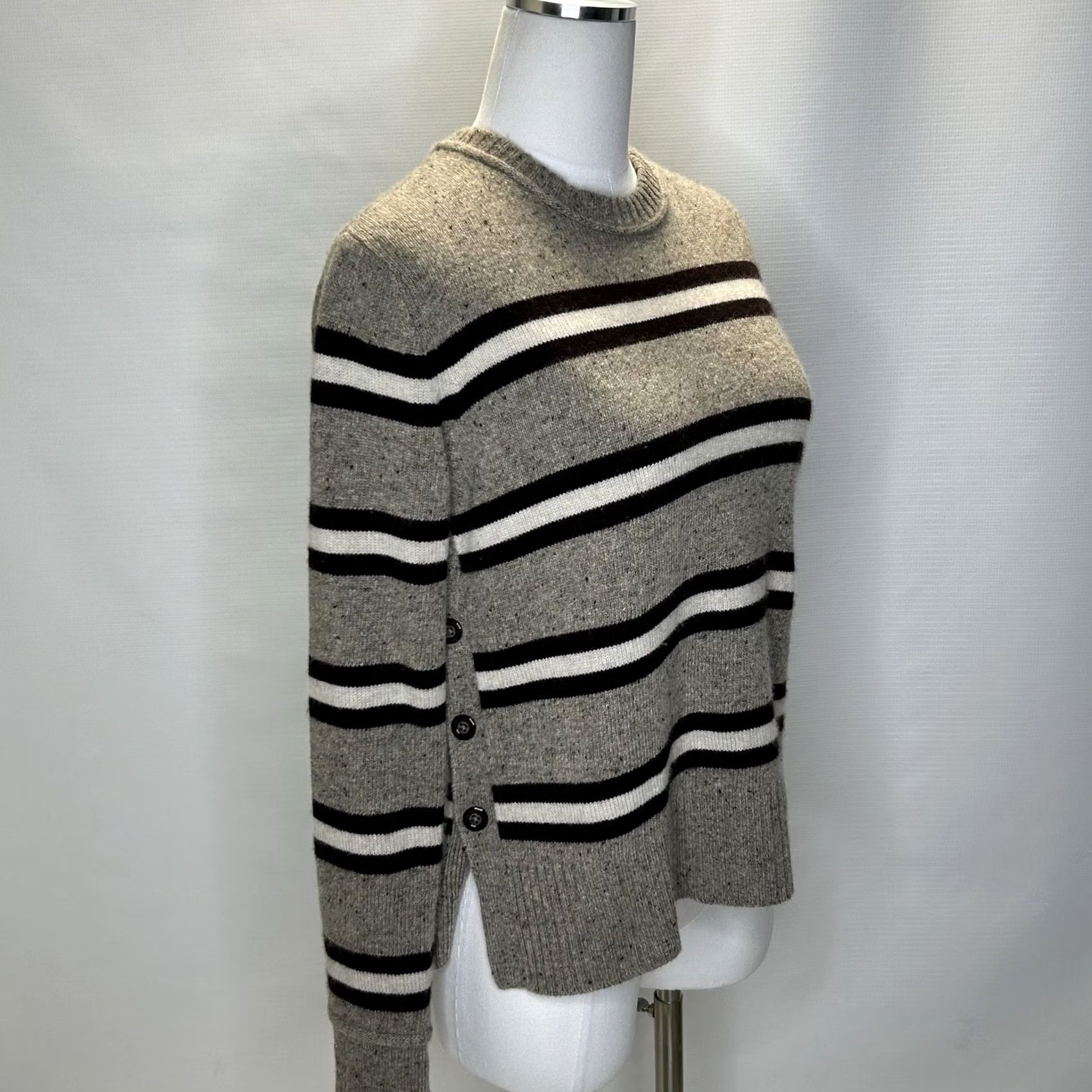 Autumn Cashmere VINTAGE Women's Autumn Cashmere Brown Striped Side Button Sweater Size Small Size S / US 4 / IT 40 - 2 Thumbnail