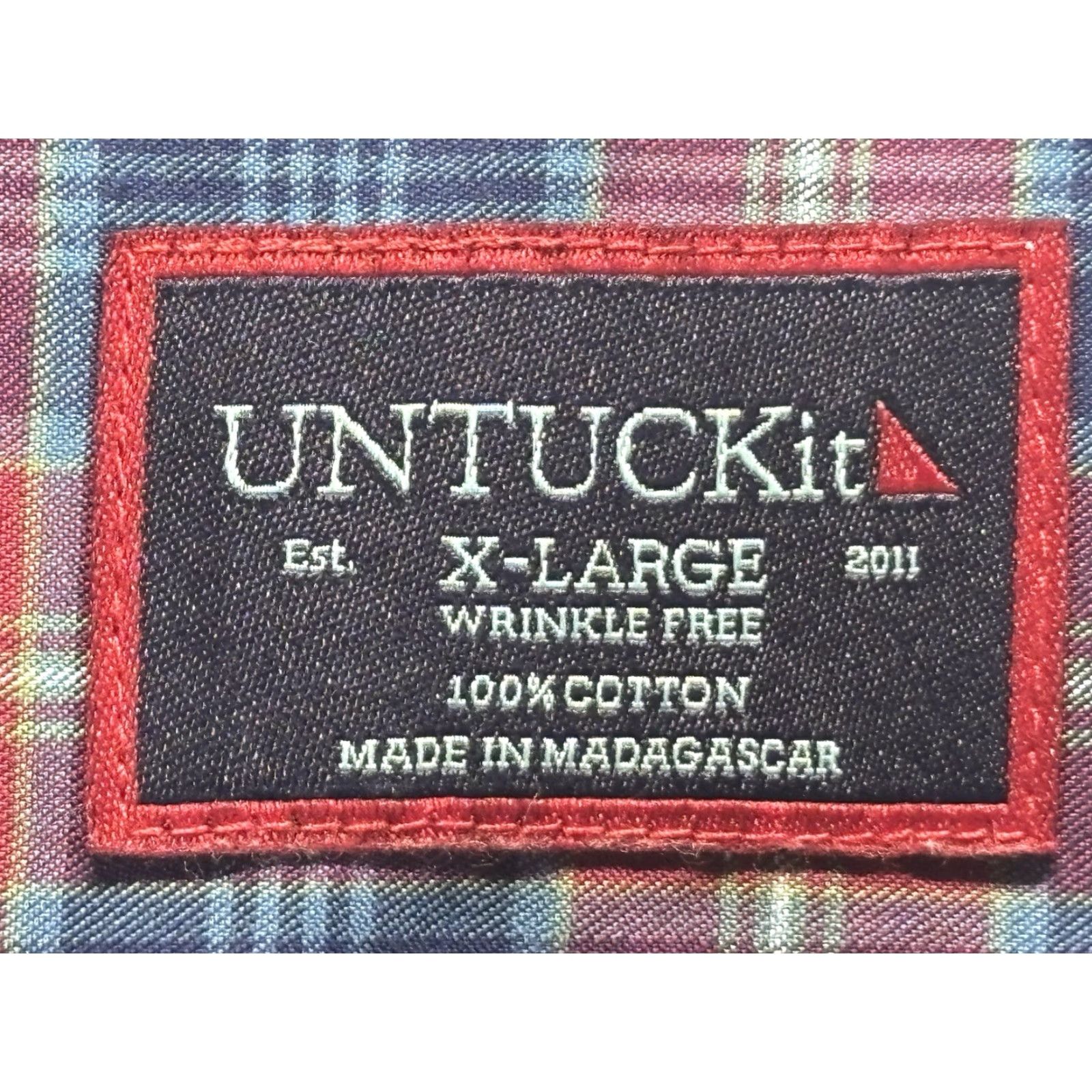 UNTUCKit VINTAGE UNTUCKit Button-Up Shirt XL Mens Red Navy Plaid Long Sleeve Cotton Size US XL / EU 56 / 4 - 5 Thumbnail