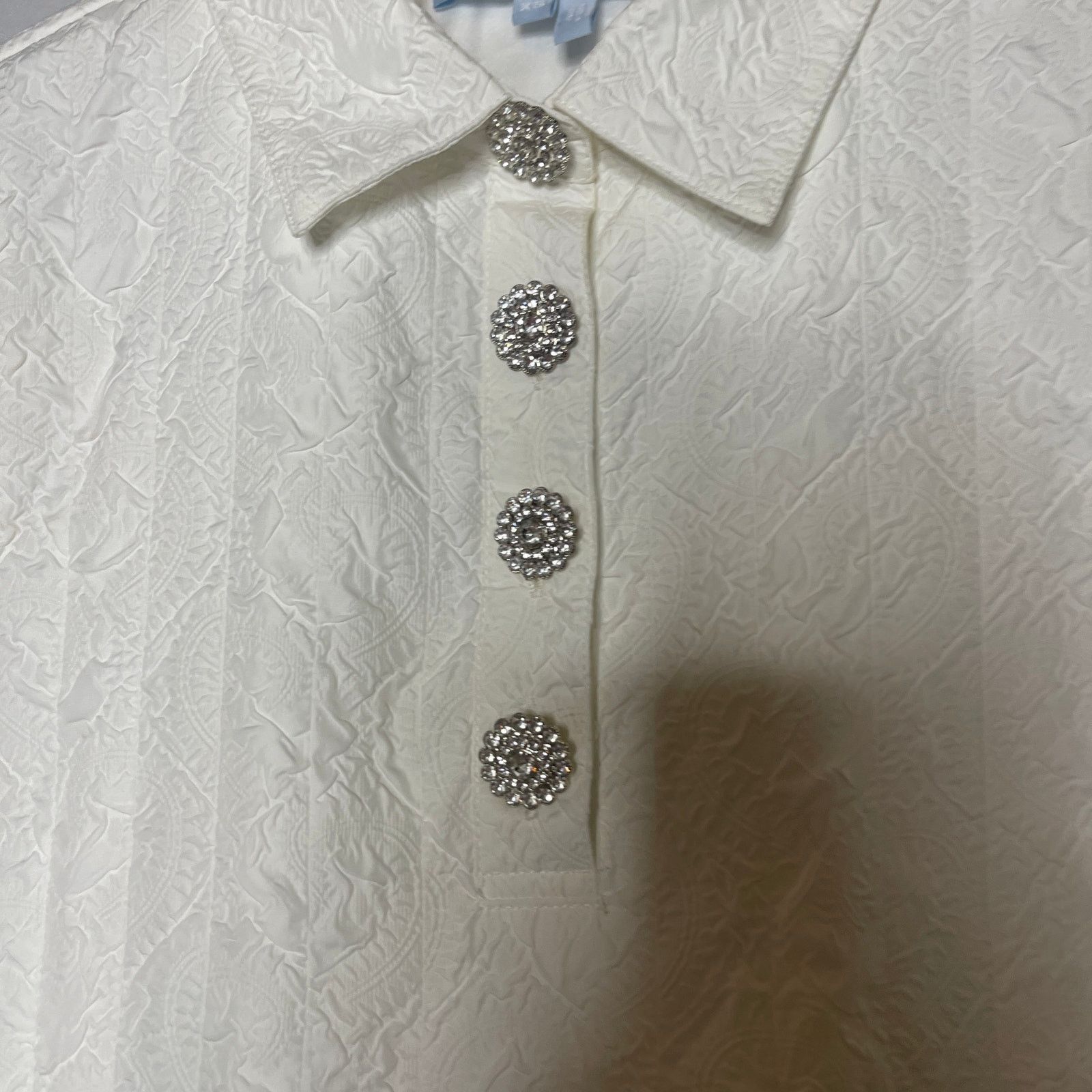 Hill House Hill House Rosalind White Jacquard Rhinestone Button Dress Size XS / US 0-2 / IT 36-38 - 7 Thumbnail