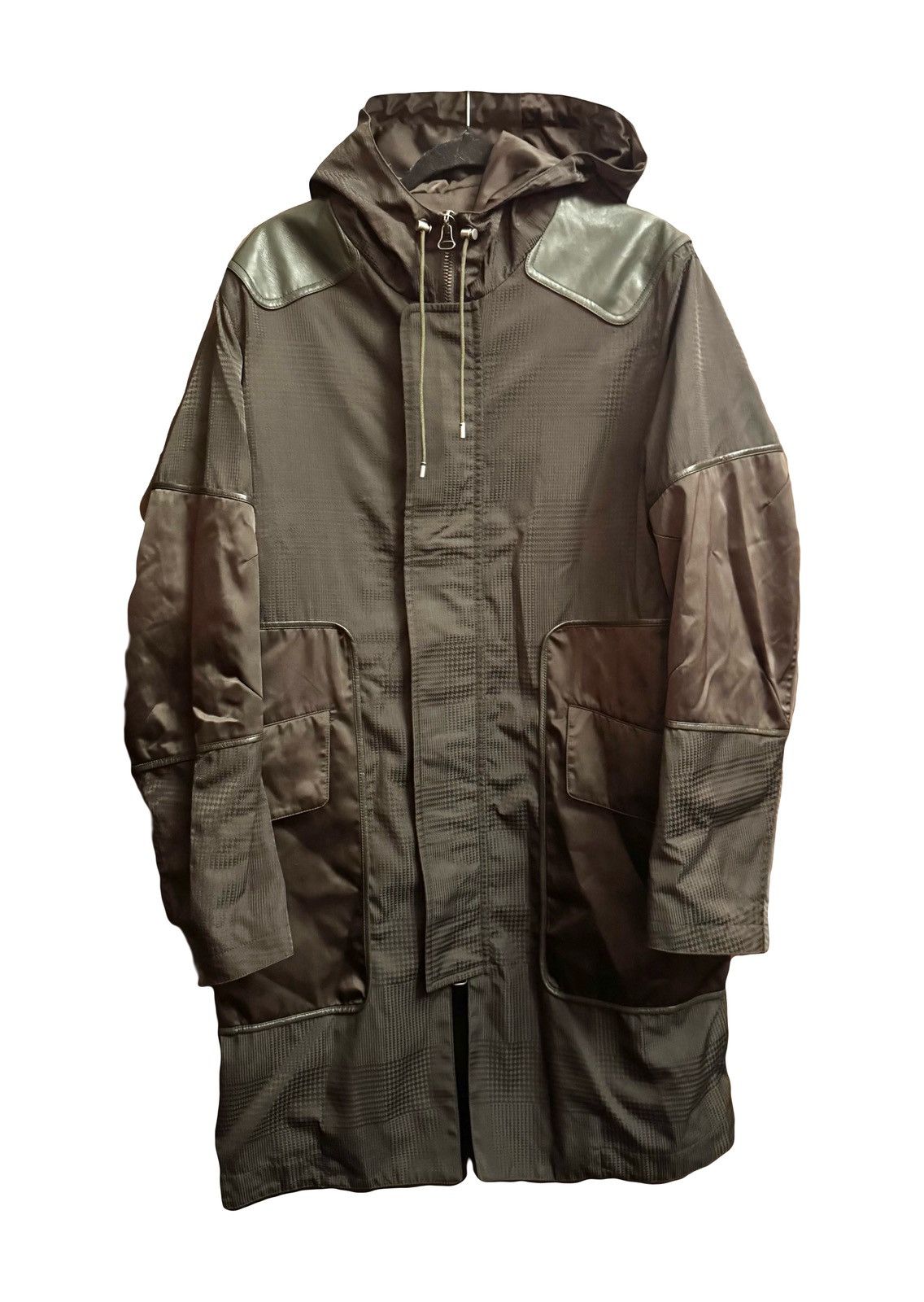 cerruti 1881 runway jacquard & leather parka coat 48