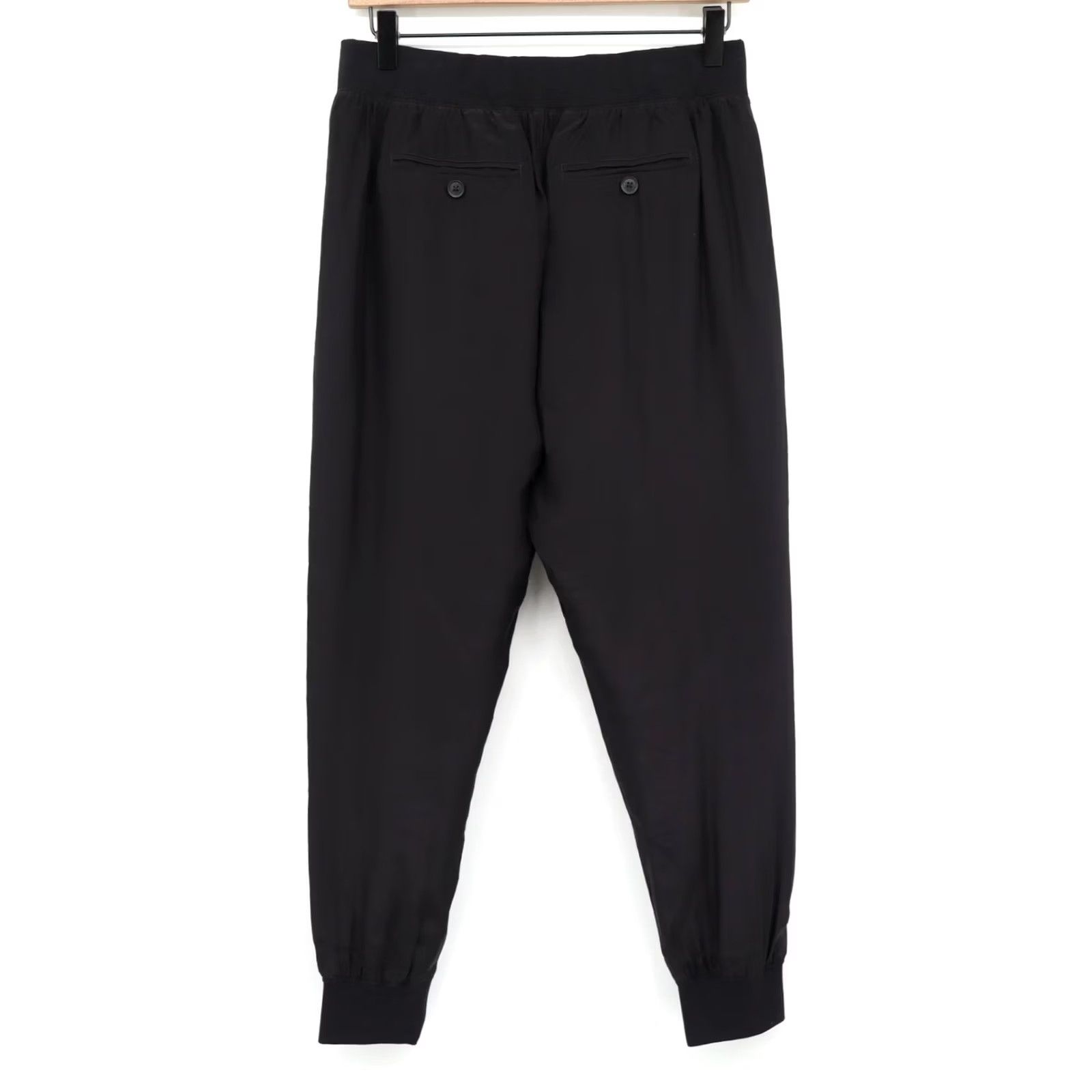 Vintage ATM Silk Joggers Pants Women S Black Pockets Elastic Waist 27" Inseam 14" Waist Pockets Silk ATM Size 28" / US 6 / IT 42 - 2 Thumbnail