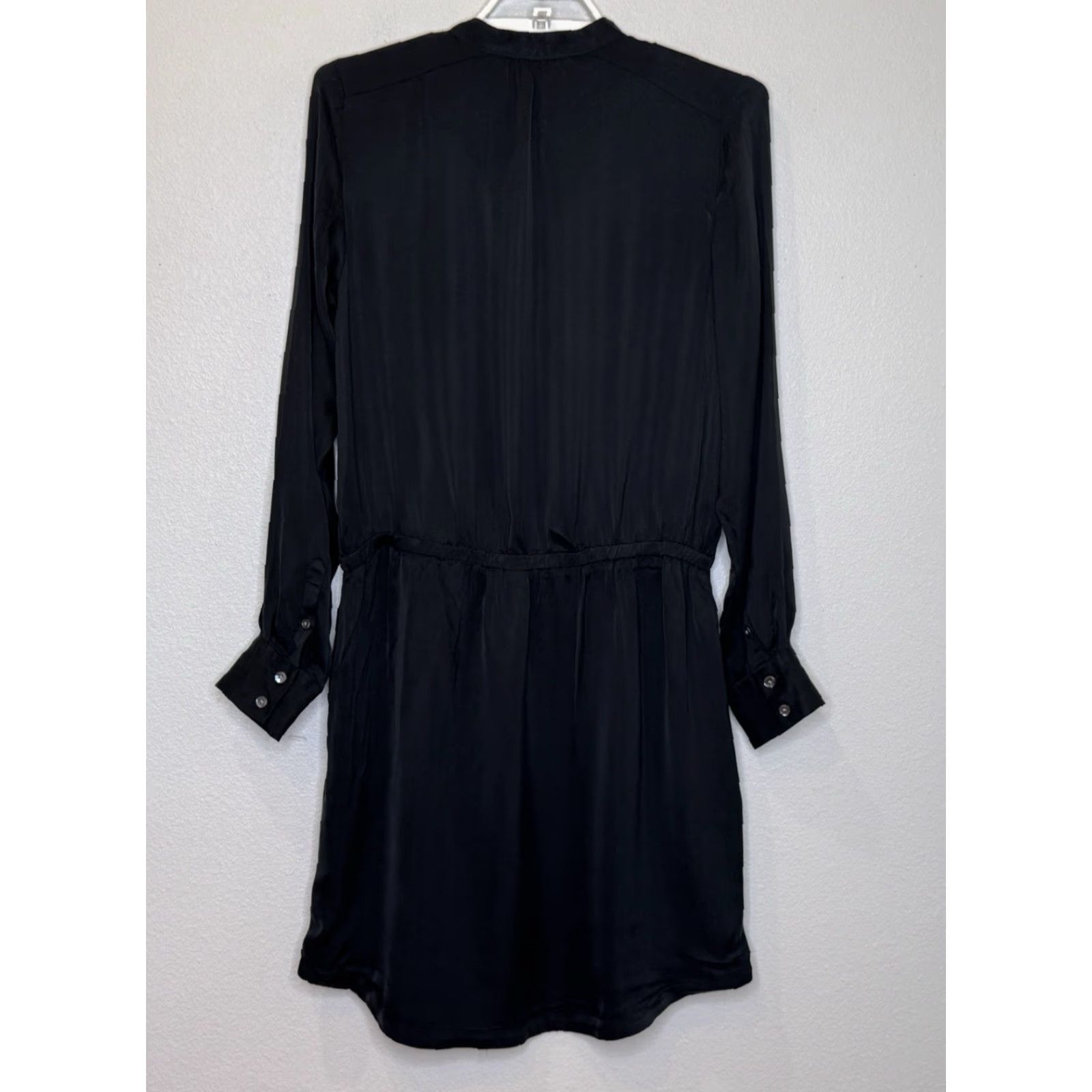 Banana Republic Banana Republic Blouson Shirt Dress Size Medium Black Long Sleeve Crew Neck Elastic Waist Cupro Size M / US 6-8 / IT 42-44 - 6 Thumbnail