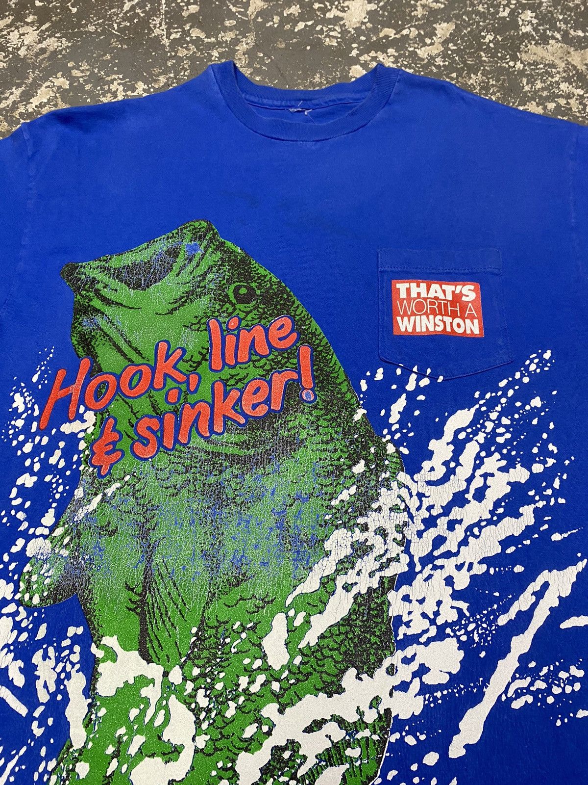Vintage Vintage That’s Worth A Winston Hook Line Sinker 1993 Tshirt Size US XL / EU 56 / 4 - 7 Thumbnail