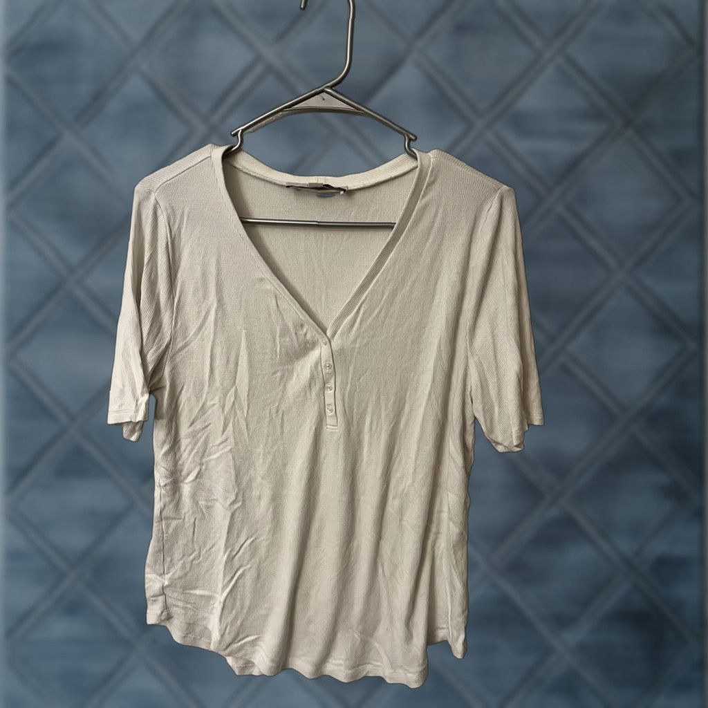 Loft VINTAGE LOFT Henley T-Shirt Woman Large White Shirt Women Large White Henley 90s Mens? Size L / US 10 / IT 46 - 1 Thumbnail