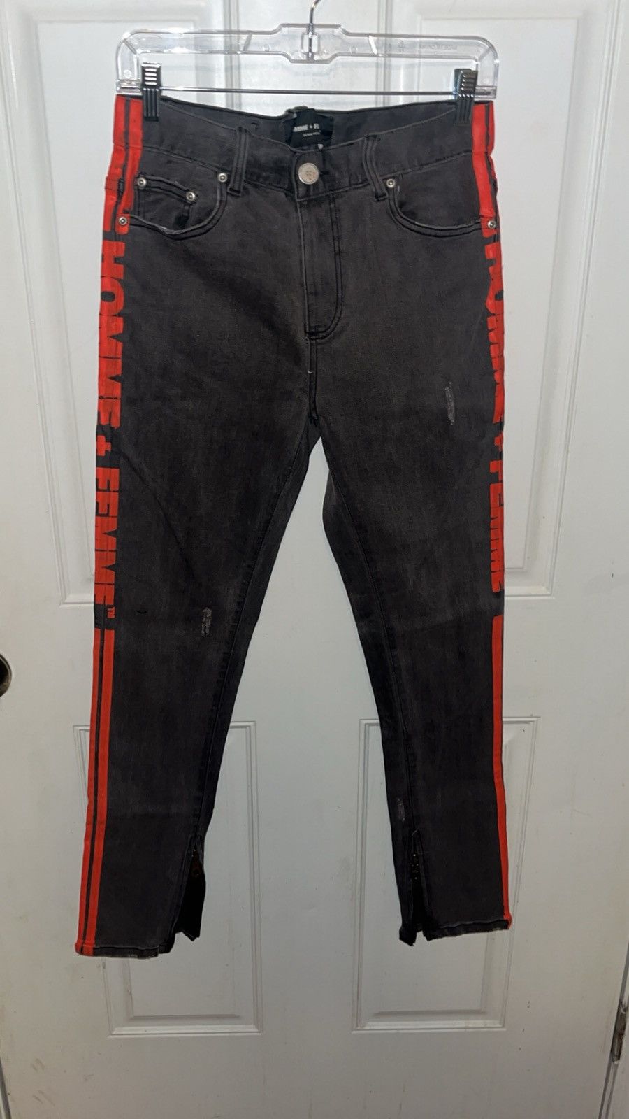 Homme + Femme La Homme Femme Black And Red Skinny Jeans With Zipper 30 X 32 Size US 30 / EU 46 - 1 Thumbnail