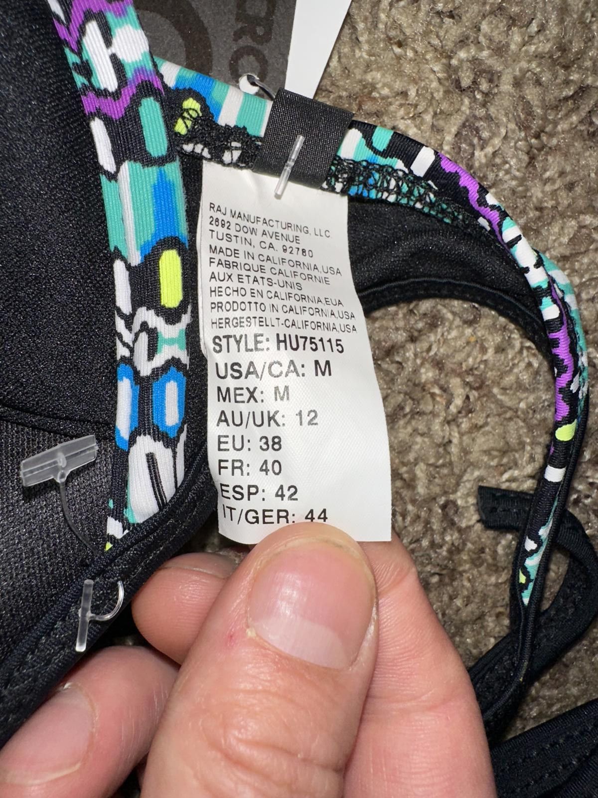 Nike Hurley Junior Girls Geo Print Swim Bra Size ONE SIZE - 3 Thumbnail