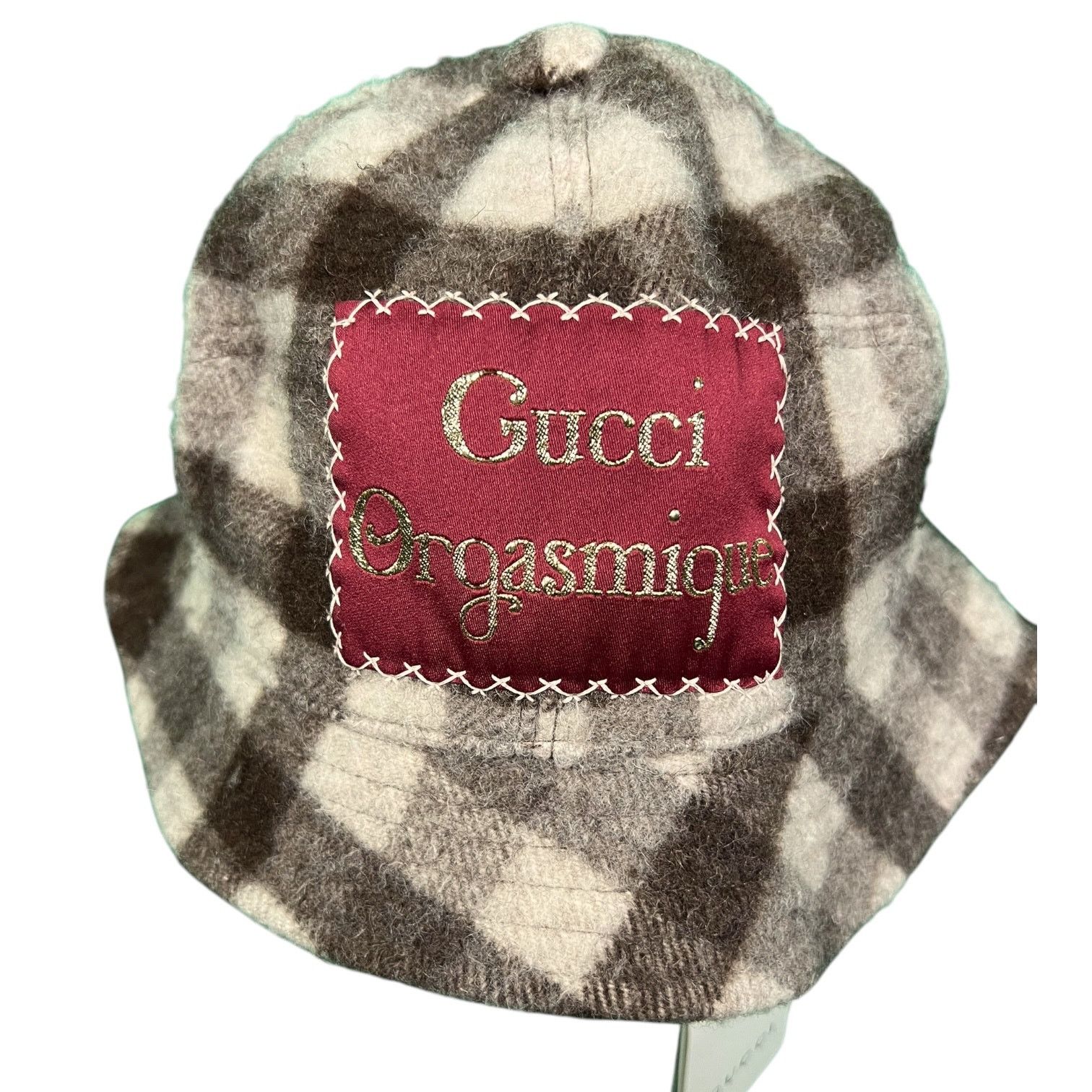 Gucci Gucci Orgasmique Brown White Wool Plaid Bucket Hat NWT Size ONE SIZE - 2 Thumbnail