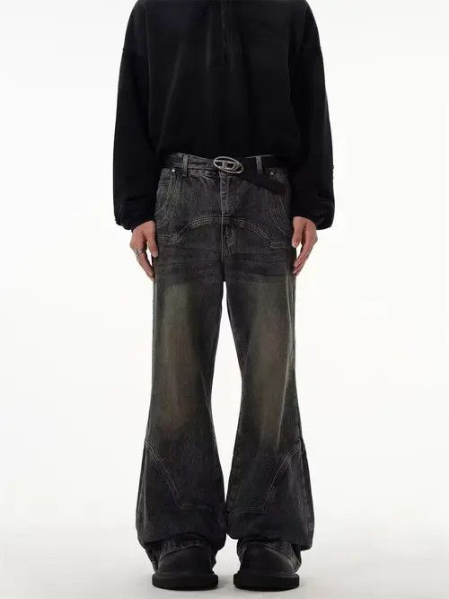 VIBE Retro heavy distressed micro flared patchwork jeans Size US 32 / EU 48 - 2 Thumbnail