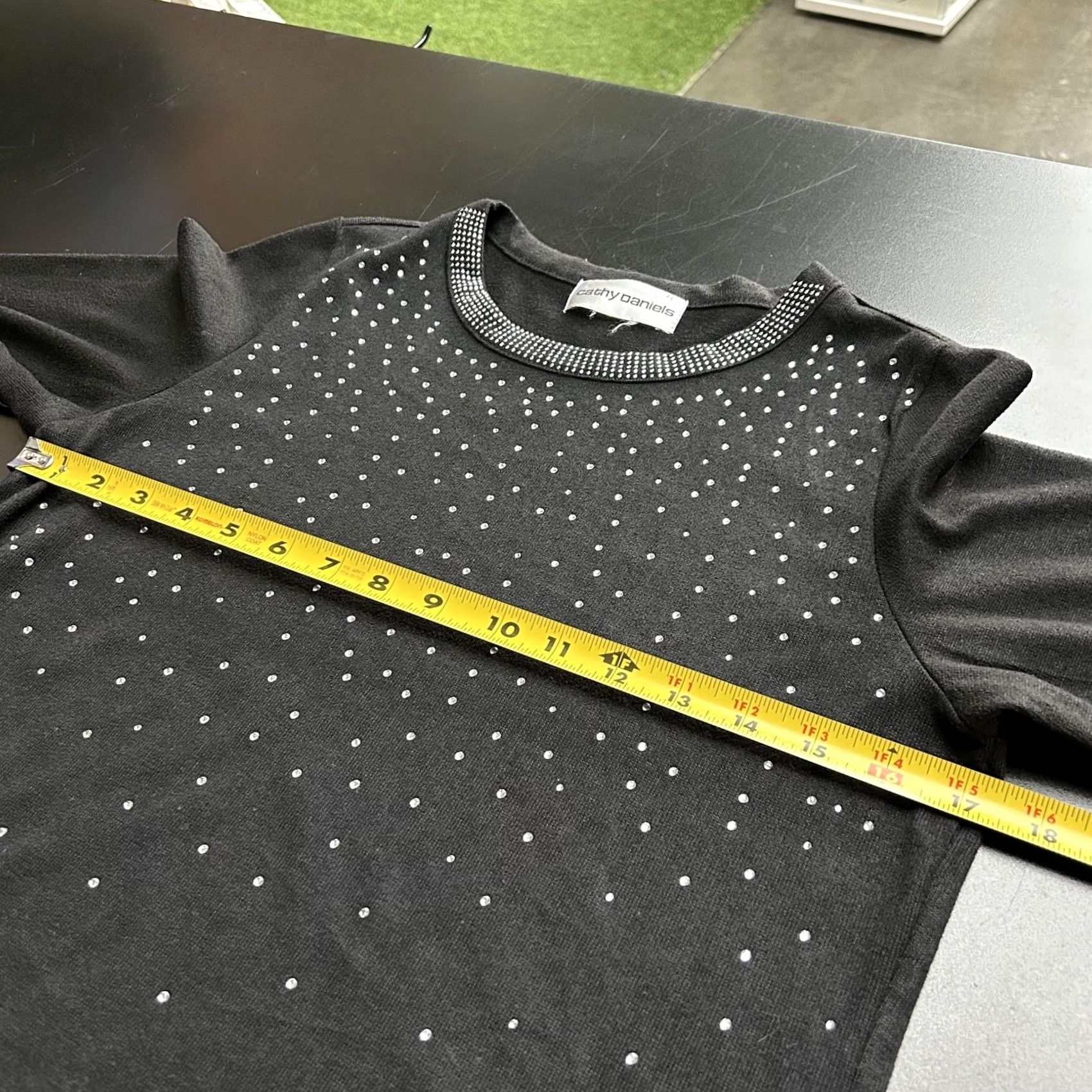 Vintage Cathy Daniels Shirt Womens Medium Black Rhinestone Polka Dot 3/4 Sleeve Jersey Size M / US 6-8 / IT 42-44 - 4 Thumbnail