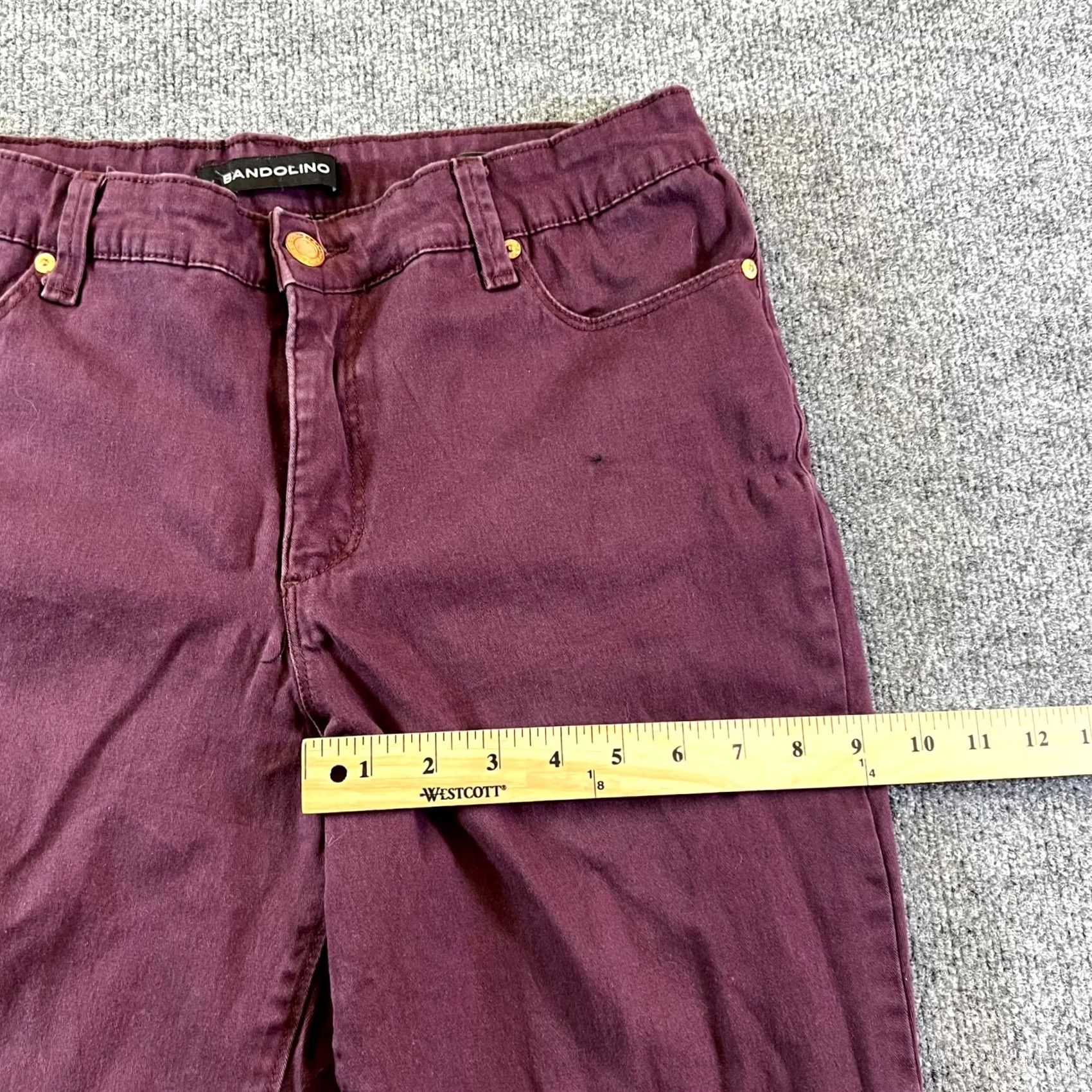 Vintage Bandolino AMY Jeans Women's 12 Burgundy Denim Stretch Straight Leg Streetwear Jeans Size 34" / US 12 / IT 48 - 5 Thumbnail