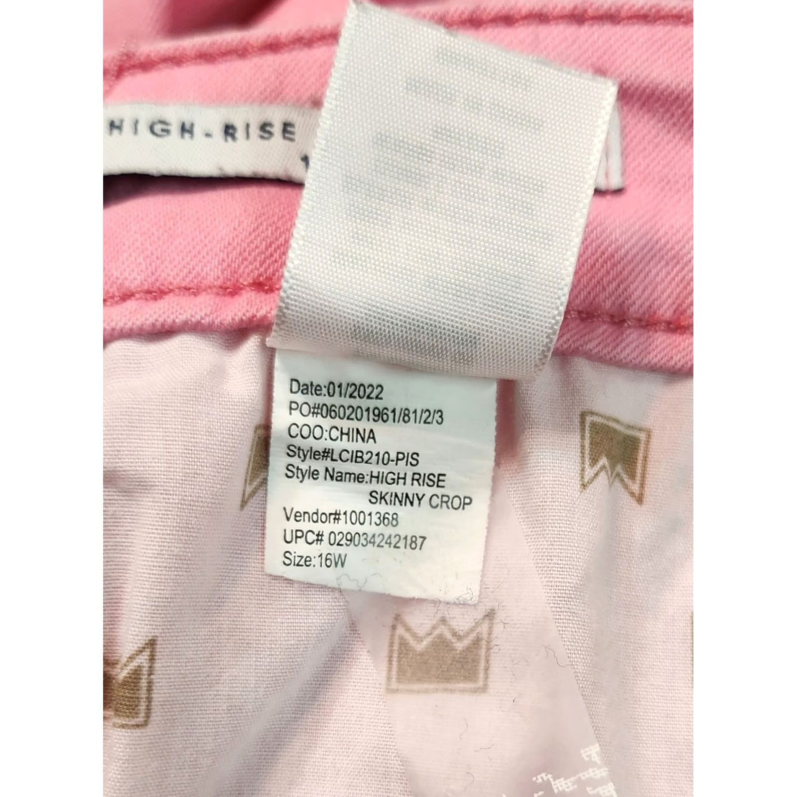 Vintage Crown & Ivy Jeans Women’s 16W Pink High Rise Skinny Crop Slim 24in Inseam Denim Crop Women Size 38" / US 16 / IT 52 - 5 Thumbnail
