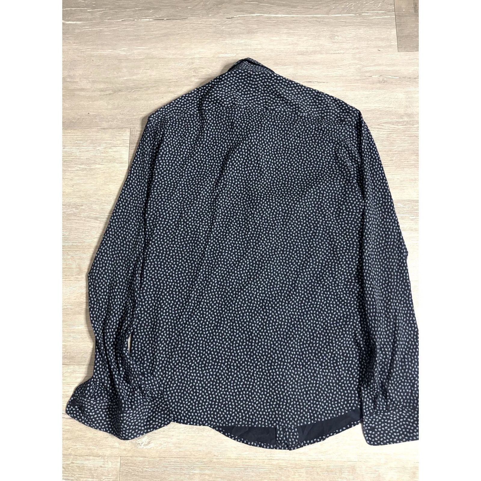 Vintage Boss Shirt Mens Medium Blue Geometric Slim Fit Long Sleeve Button Front Dress Size 40R - 4 Thumbnail