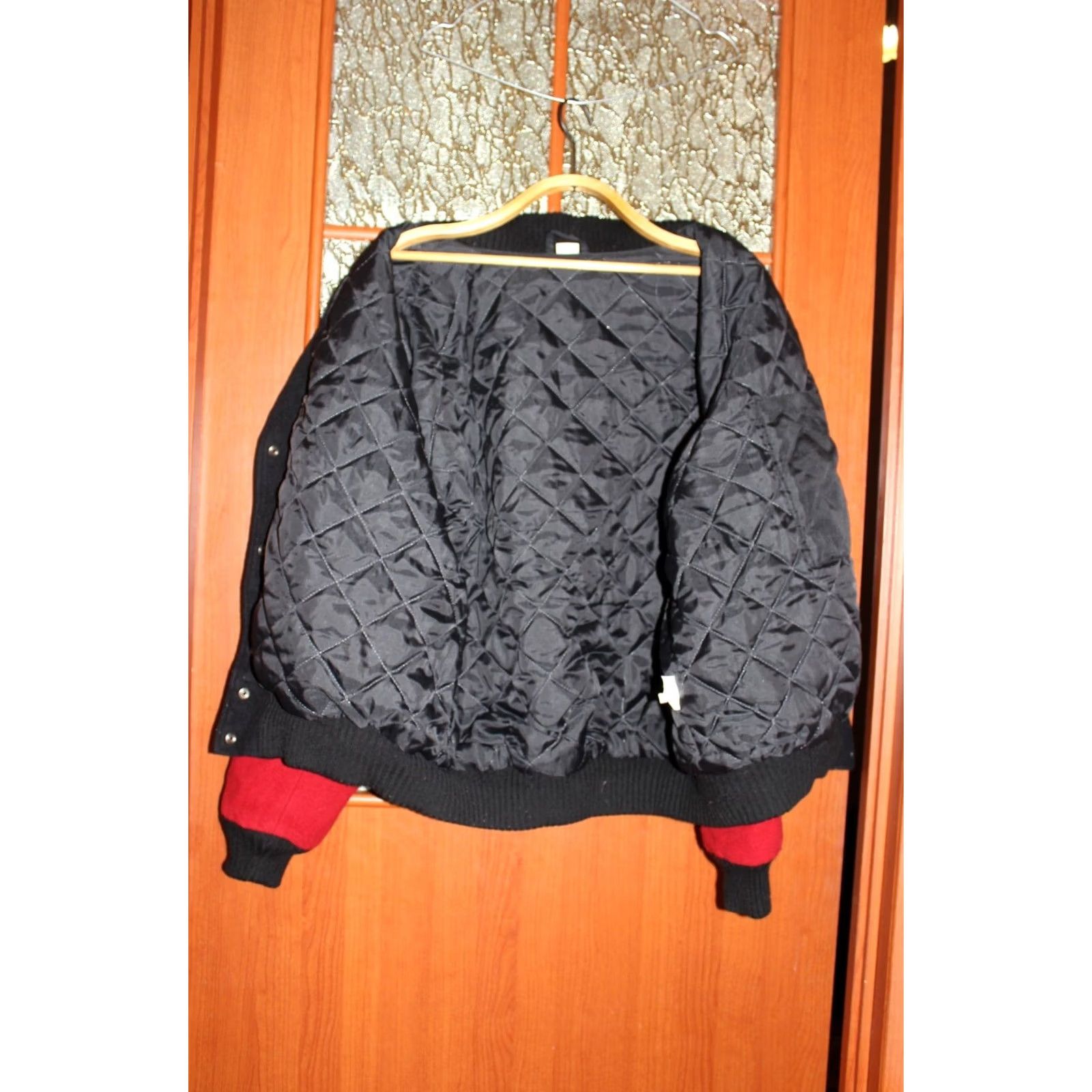 Vintage VINTAGE Orli Bomber Jacket Mens XL Black Red Wool 68cm 69cm 78cm Size US XL / EU 56 / 4 - 6 Thumbnail