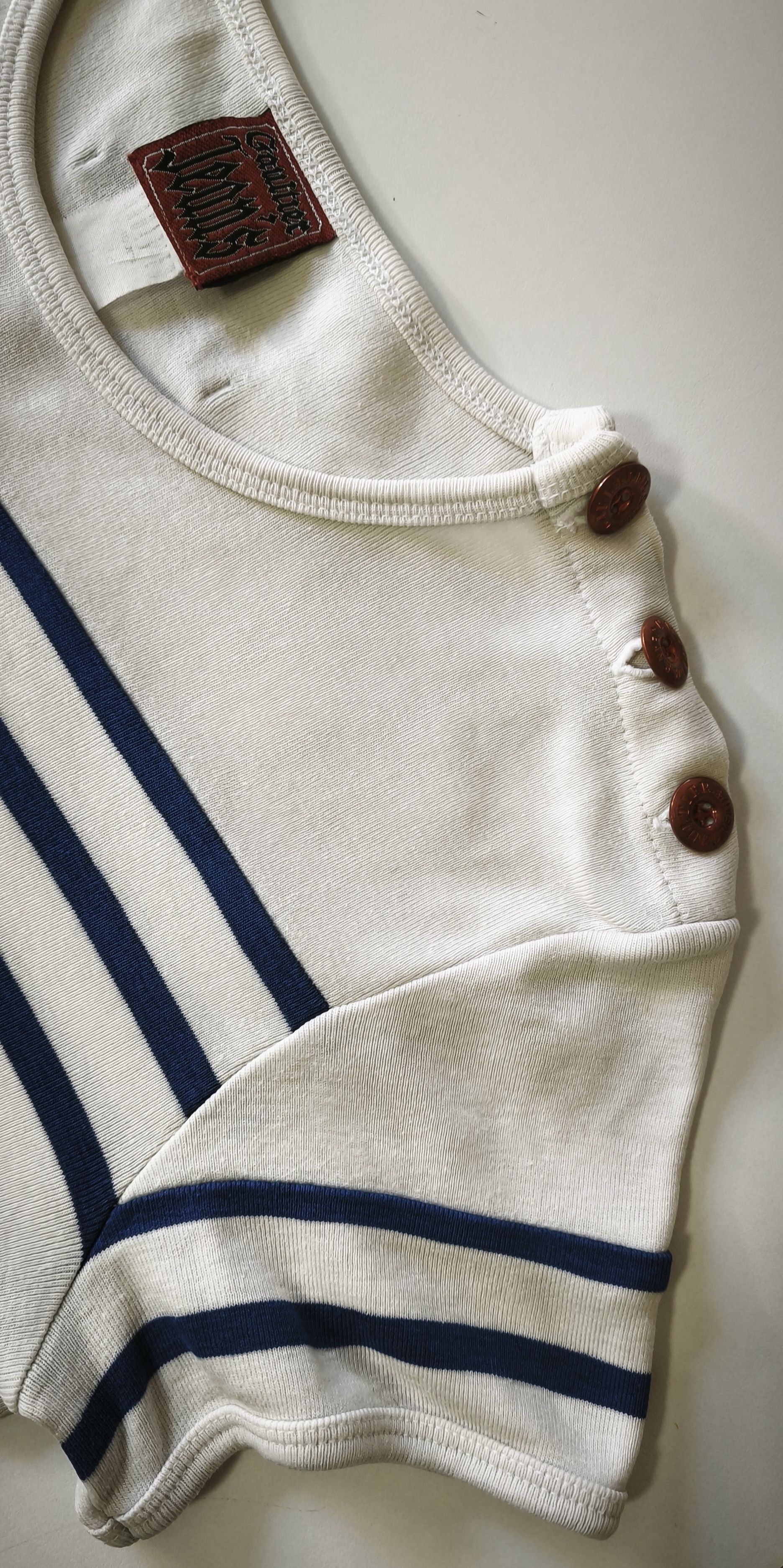 Jean Paul Gaultier 90's - Curved Hem sailor style tshirt GaultierJeans Size S / US 4 / IT 40 - 23 Thumbnail