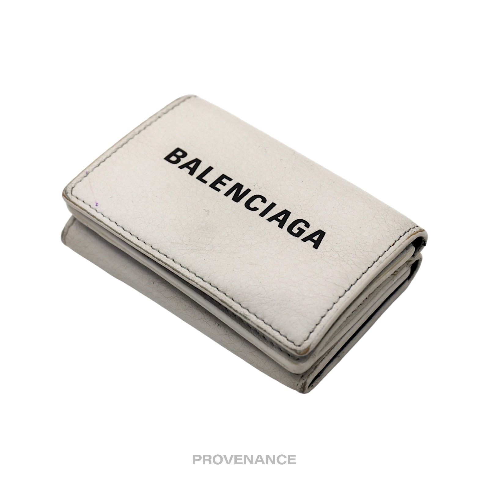 Balenciaga 🔴 Balenciaga Logo Trifold Wallet - White Leather Size ONE SIZE - 4 Thumbnail