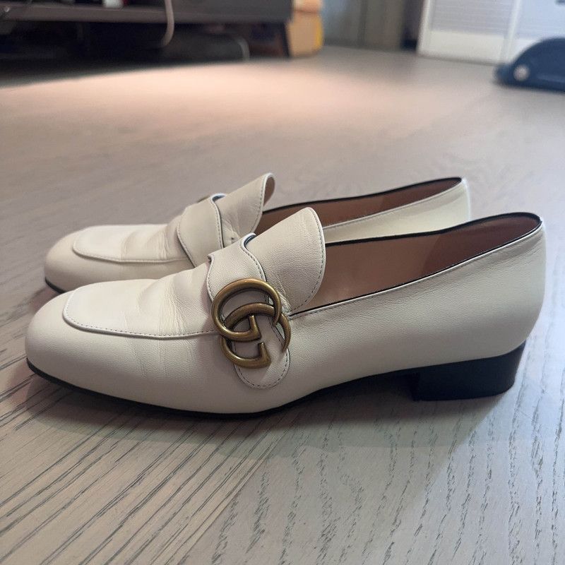 Gucci Gucci White Leather Double G Block Heels 0079 Size US 6.5 / IT 36.5 - 1 Thumbnail
