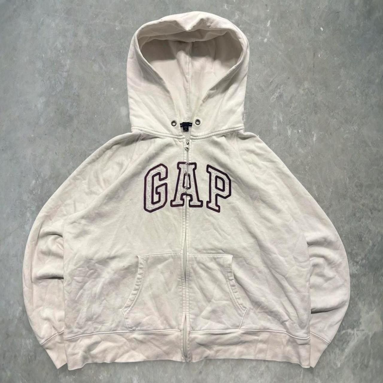 Gap Crazy Vintage Y2K/2000s Gap White Zipup Hoodie! Size US XXL / EU 58 / 5 - 1 Thumbnail