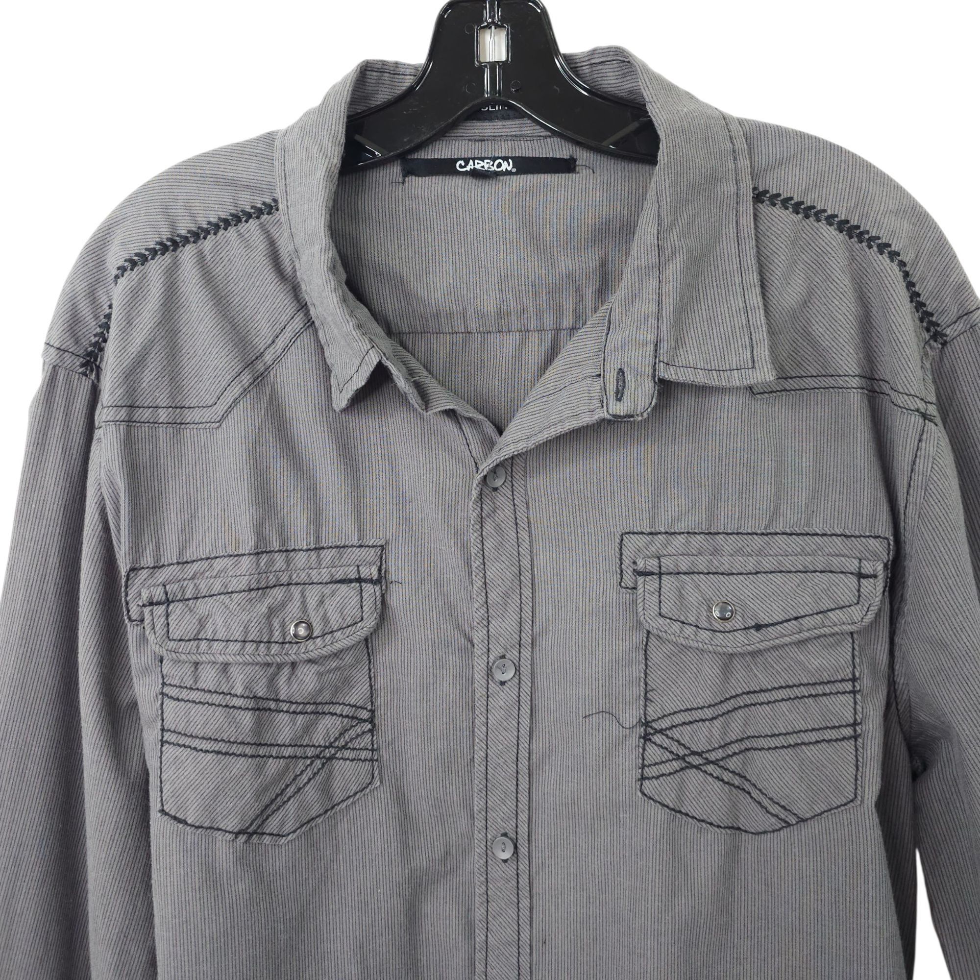 Carbon Carbon Slim Fit Button Front Shirt Mens XXL READ Tab Sleeve Size US XXL / EU 58 / 5 - 10 Thumbnail