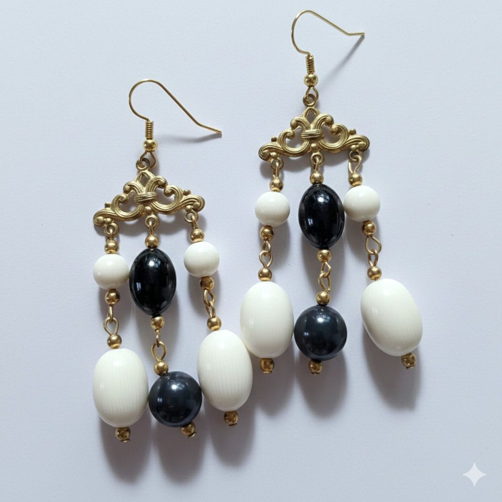 Other Ivorine 3" Chandelier Earrings Vintage Dangle Beaded Melon Size ONE SIZE - 4 Thumbnail