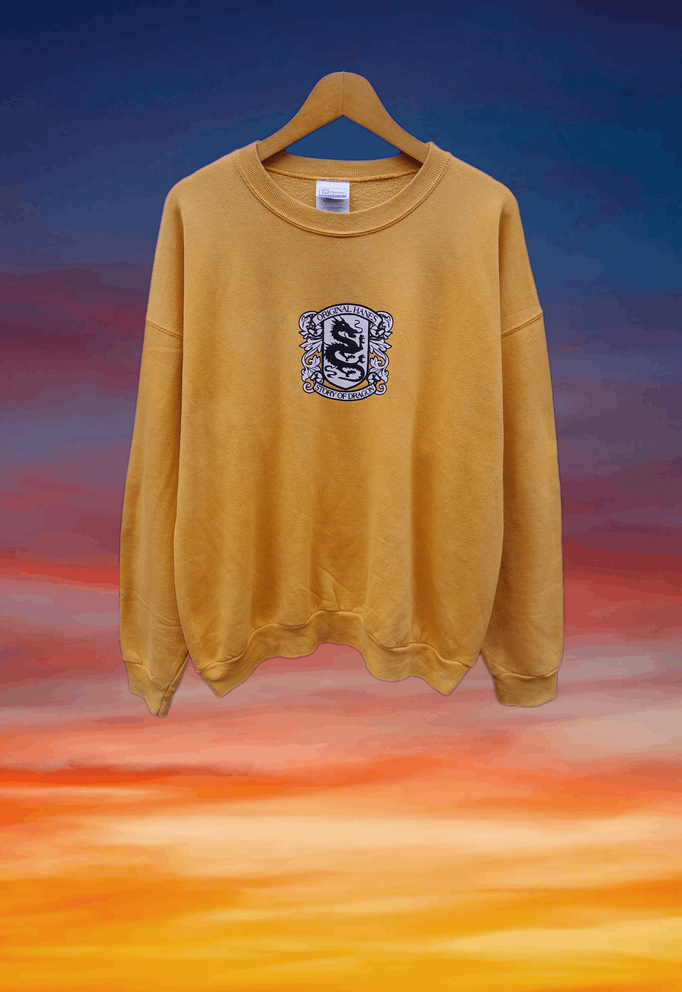 Hanes × Vintage Vintage streetwear 90s Hanes Story Of Dragon Sweatshirt Size US L / EU 52-54 / 3 - 1 Thumbnail
